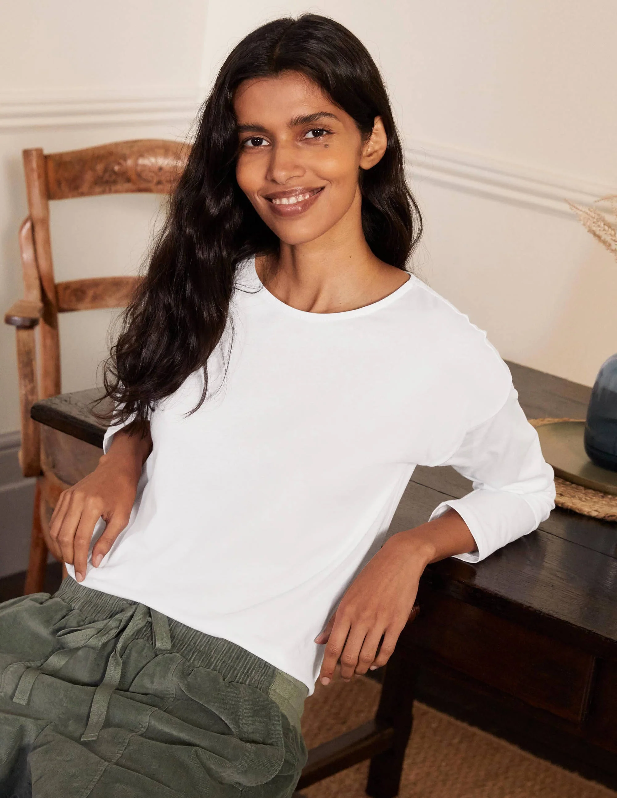Supersoft Dropped Shoulder Top-White - Image 5