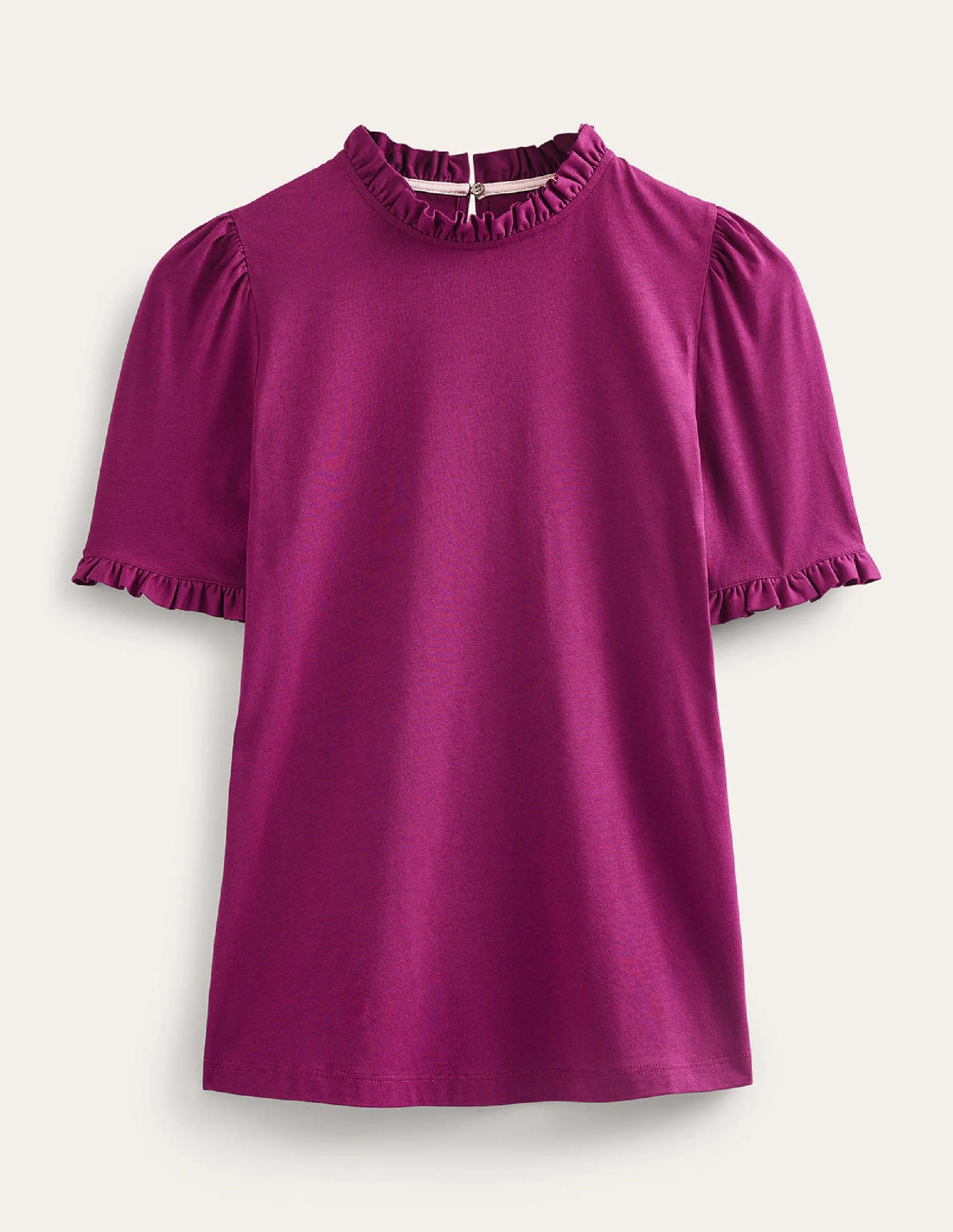 Supersoft Frill Detail T-shirt-Damson Berry - Image 5