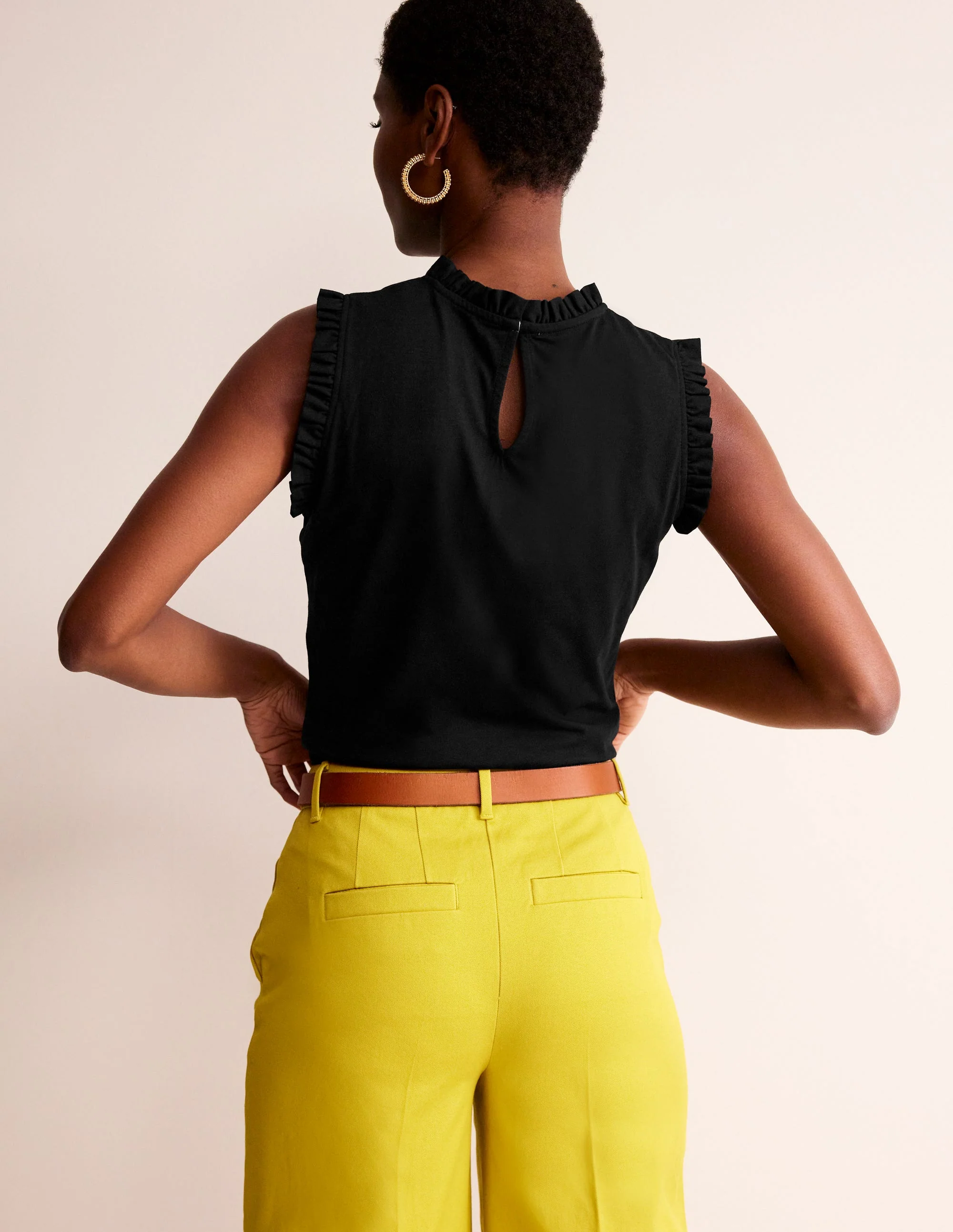 Supersoft Frill Detail Tank-Black - Image 3