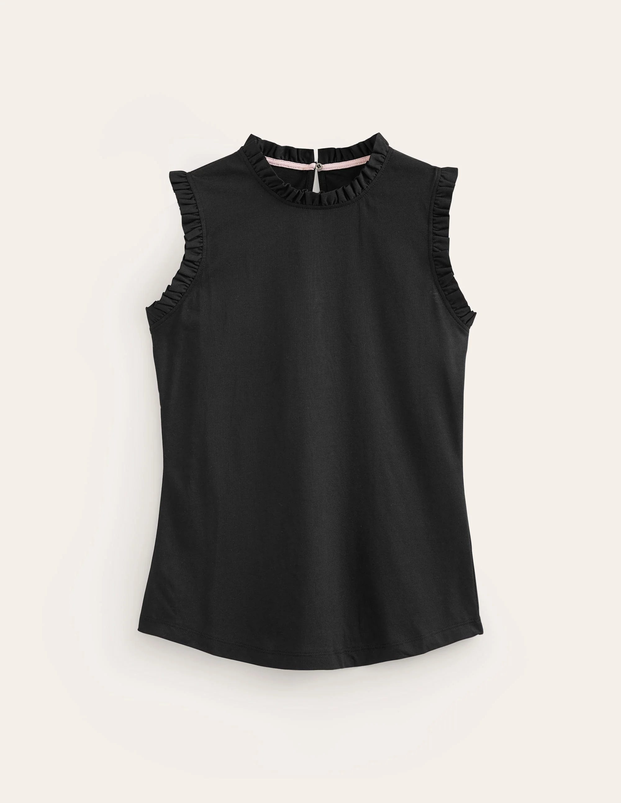 Supersoft Frill Detail Tank-Black - Image 5