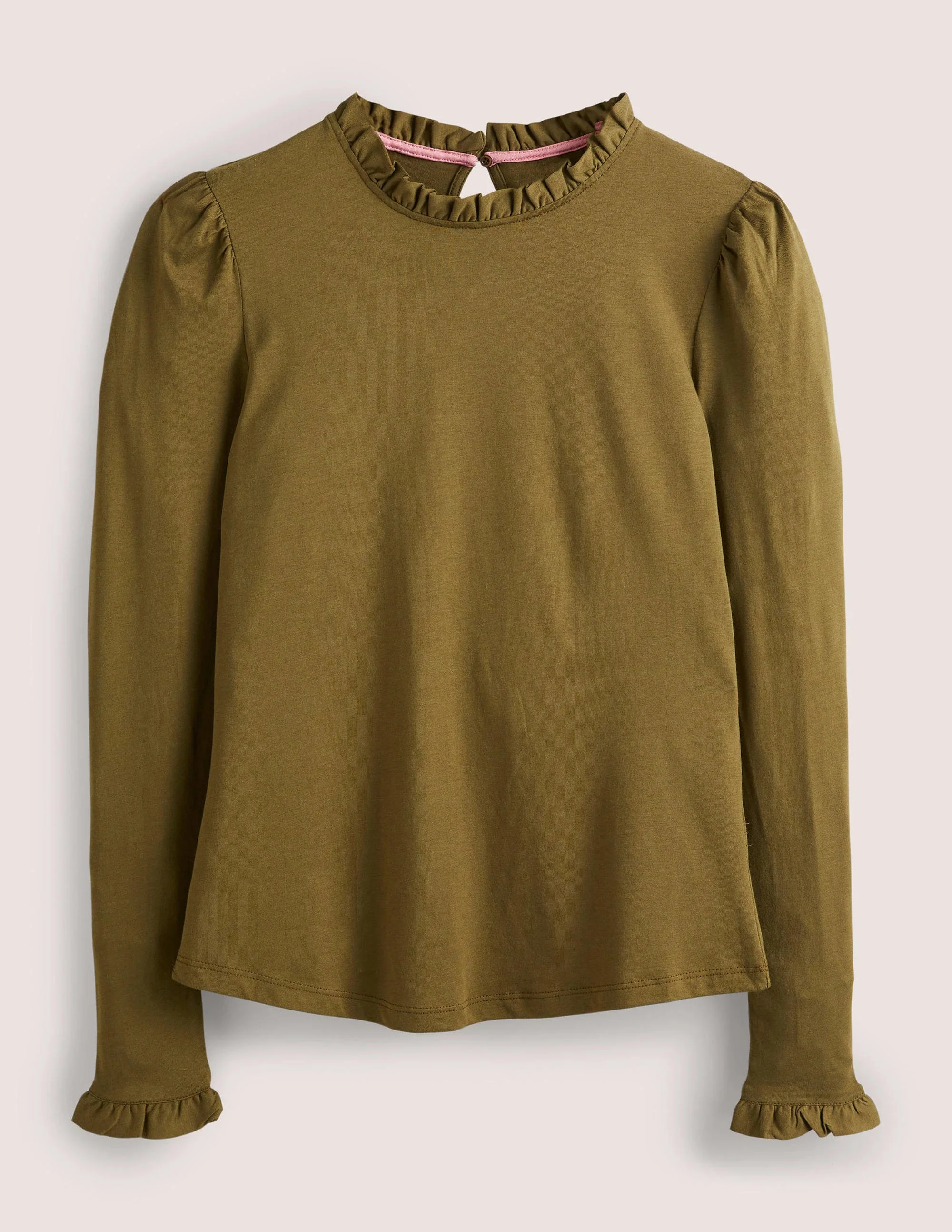 Supersoft Frill Detail Top-Basil - Image 6