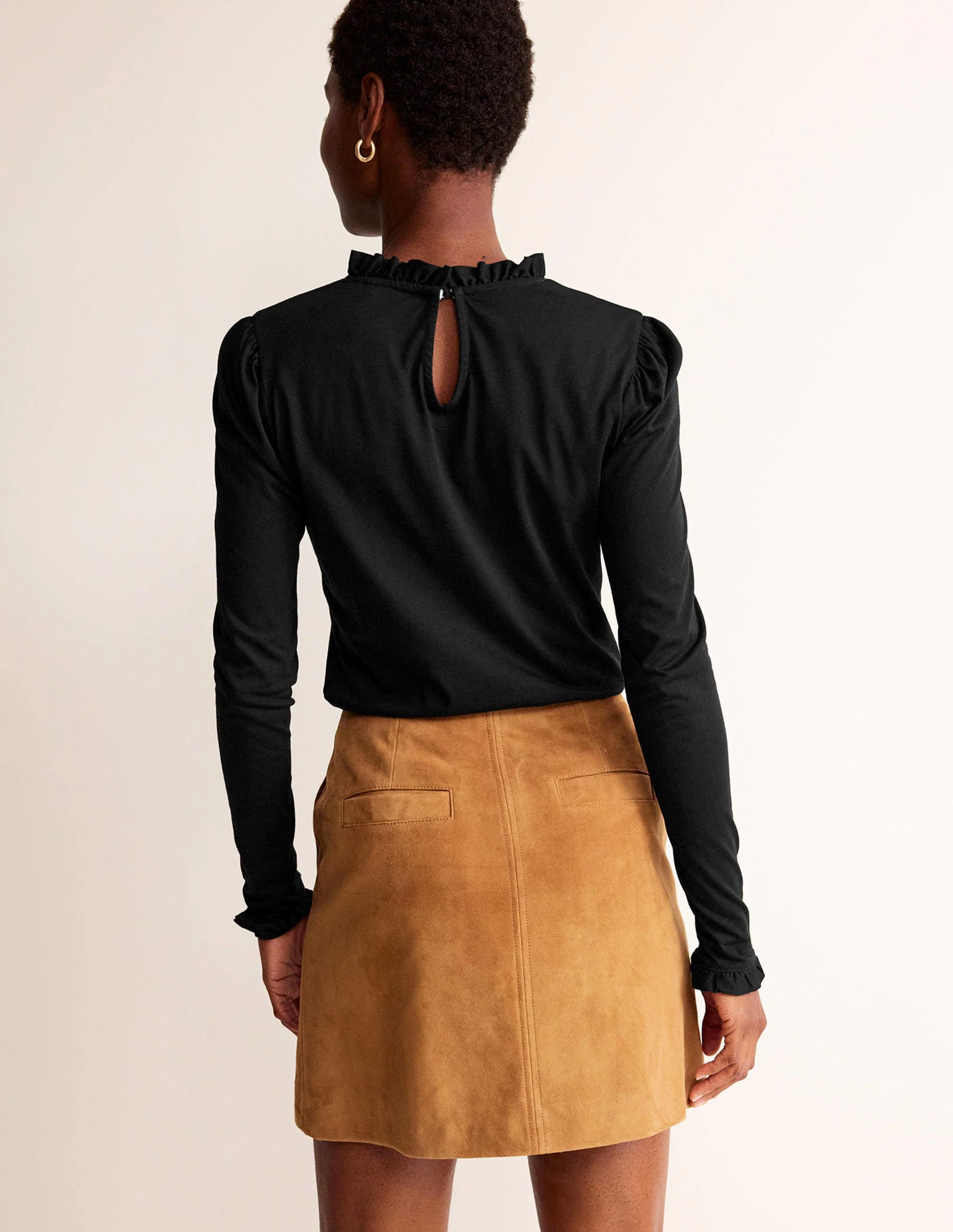 Supersoft Frill Detail Top-Black - Image 3
