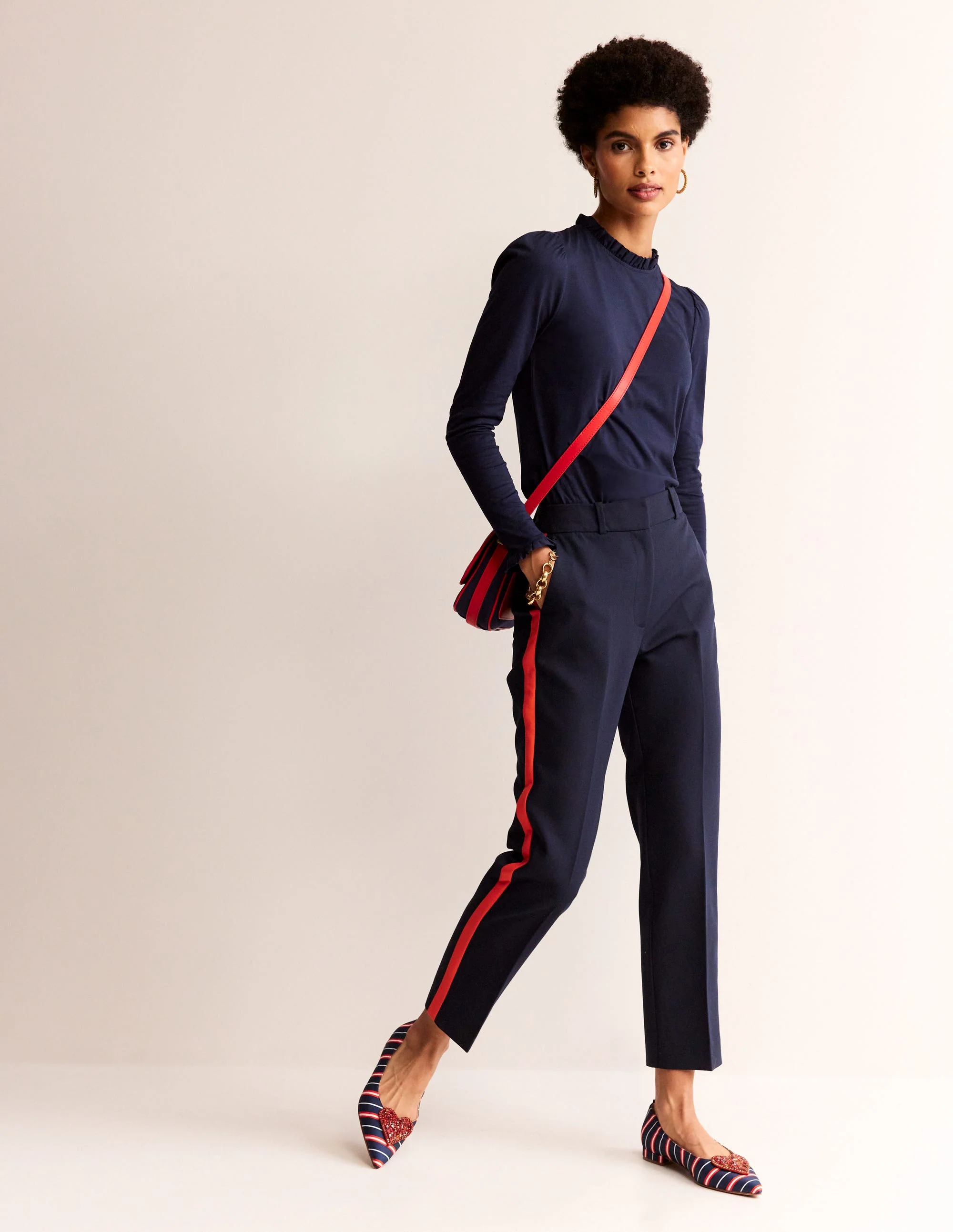Supersoft Frill Detail Top-Navy - Image 4