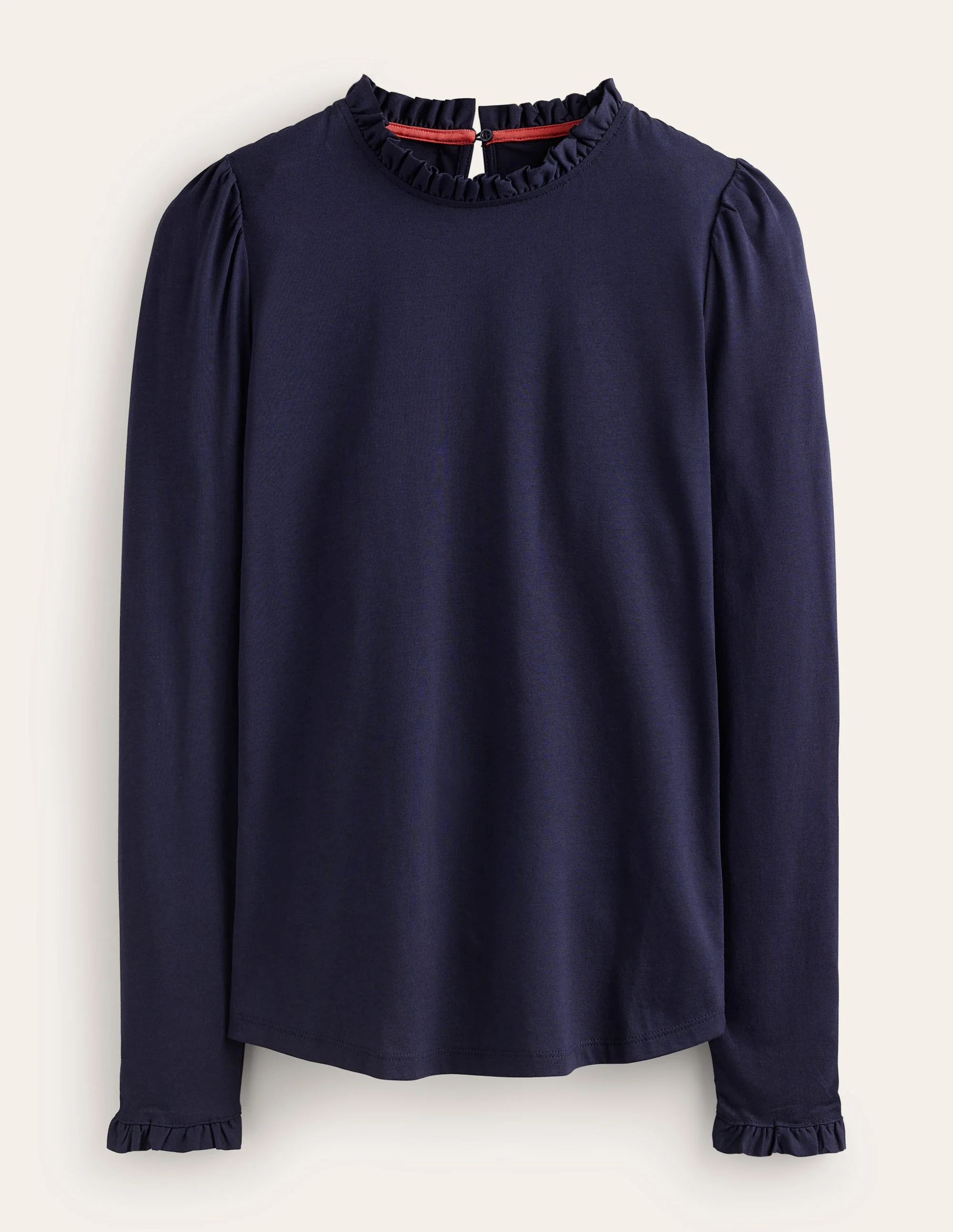 Supersoft Frill Detail Top-Navy - Image 5