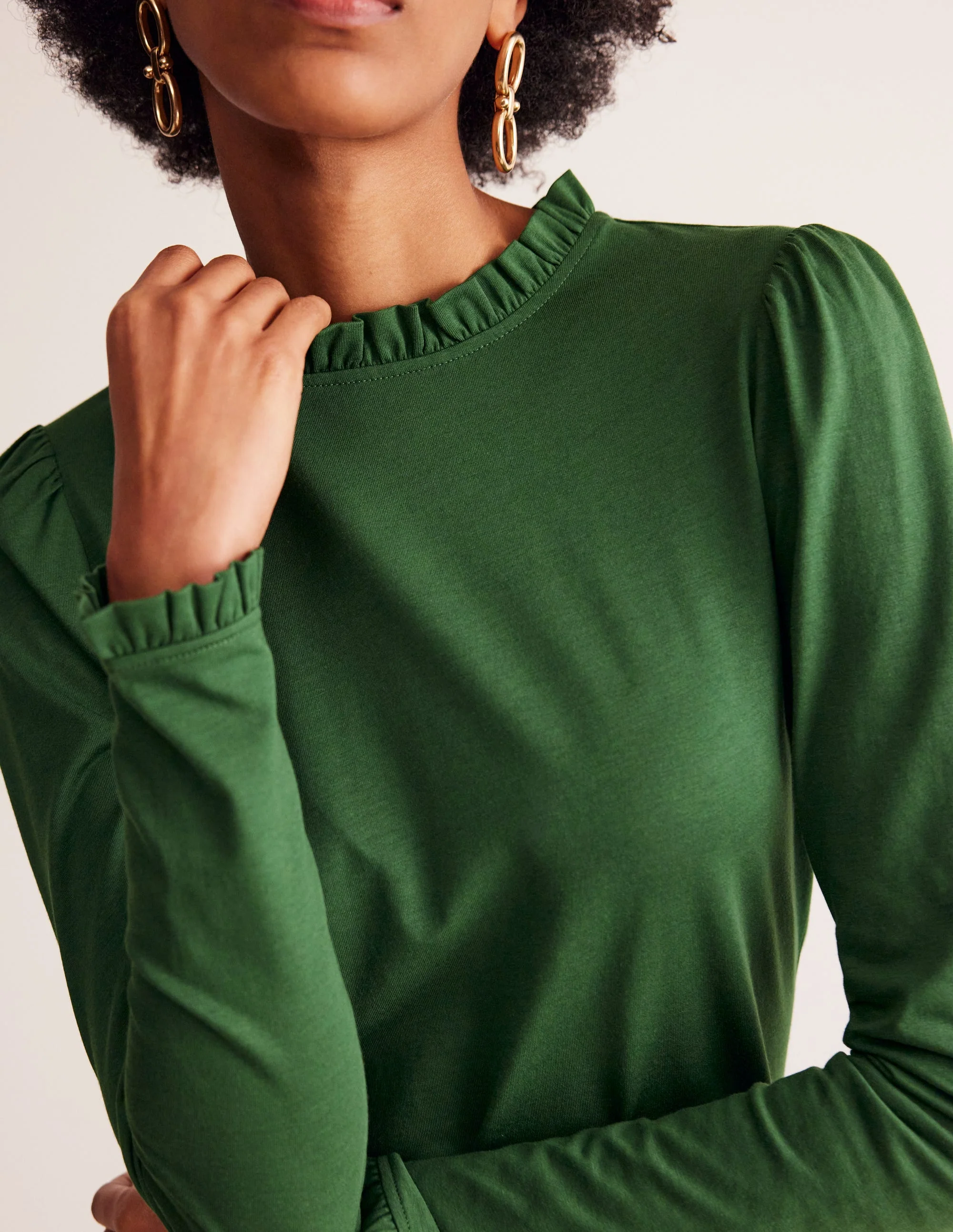 Supersoft Frill Detail Top-Pine - Image 2