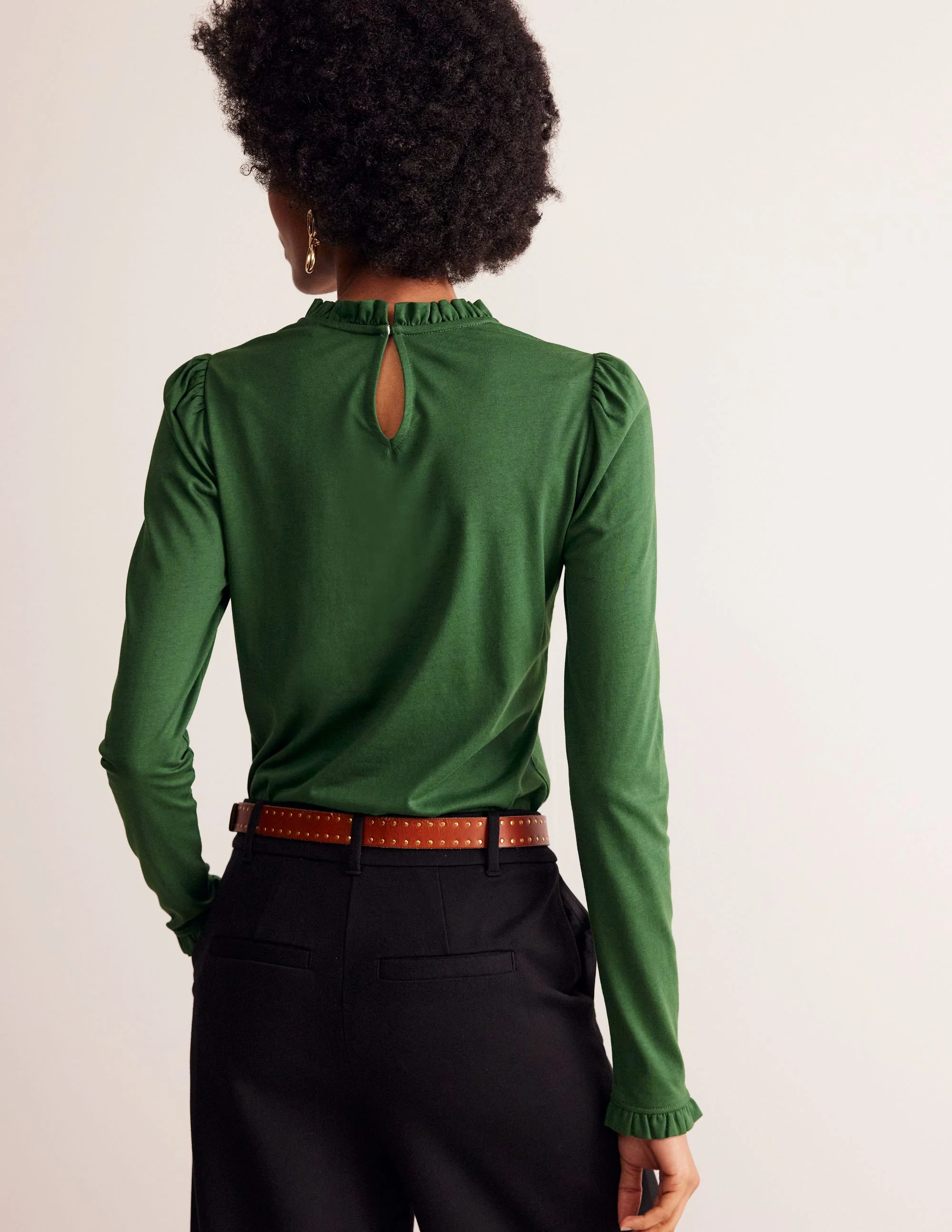 Supersoft Frill Detail Top-Pine - Image 3