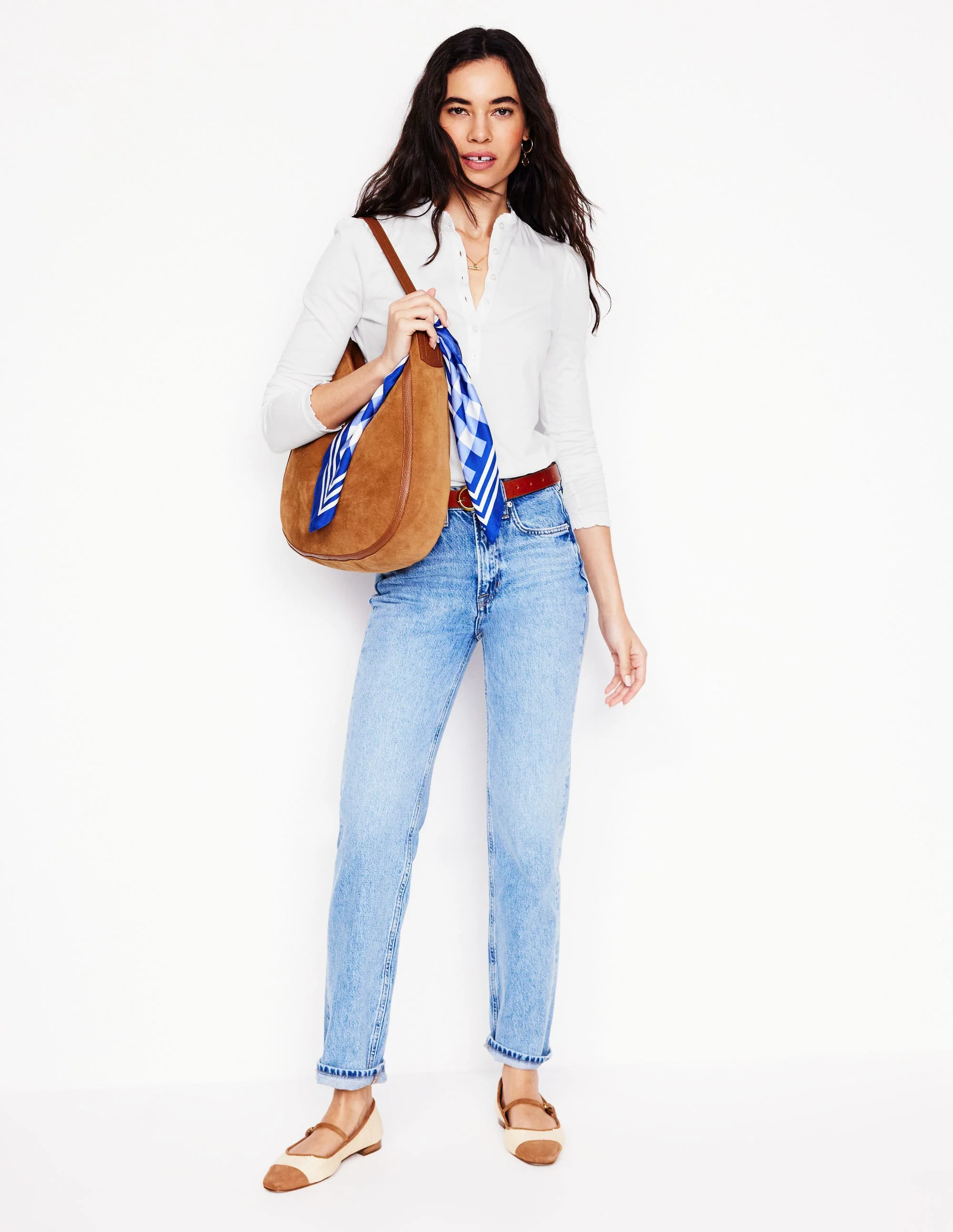 Supersoft Frill Henley Top-White - Image 4