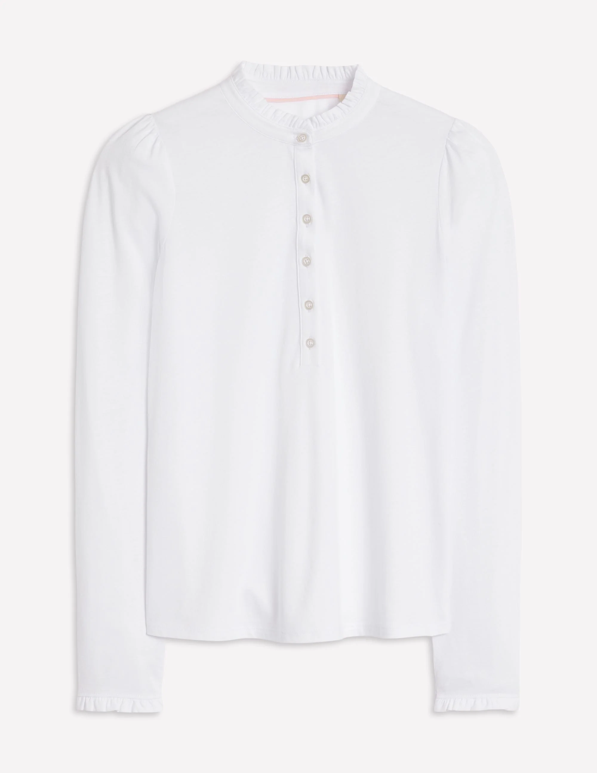 Supersoft Frill Henley Top-White - Image 5