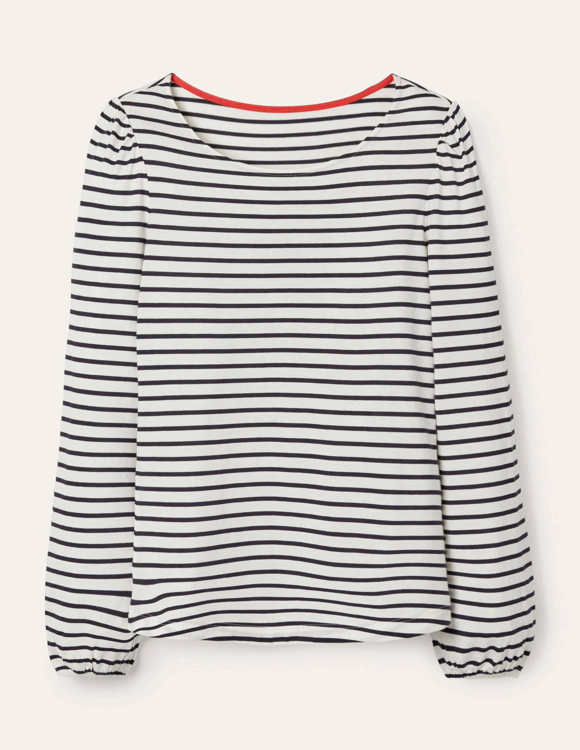 Supersoft Long Sleeve Top-Ivory/ Navy - Image 5