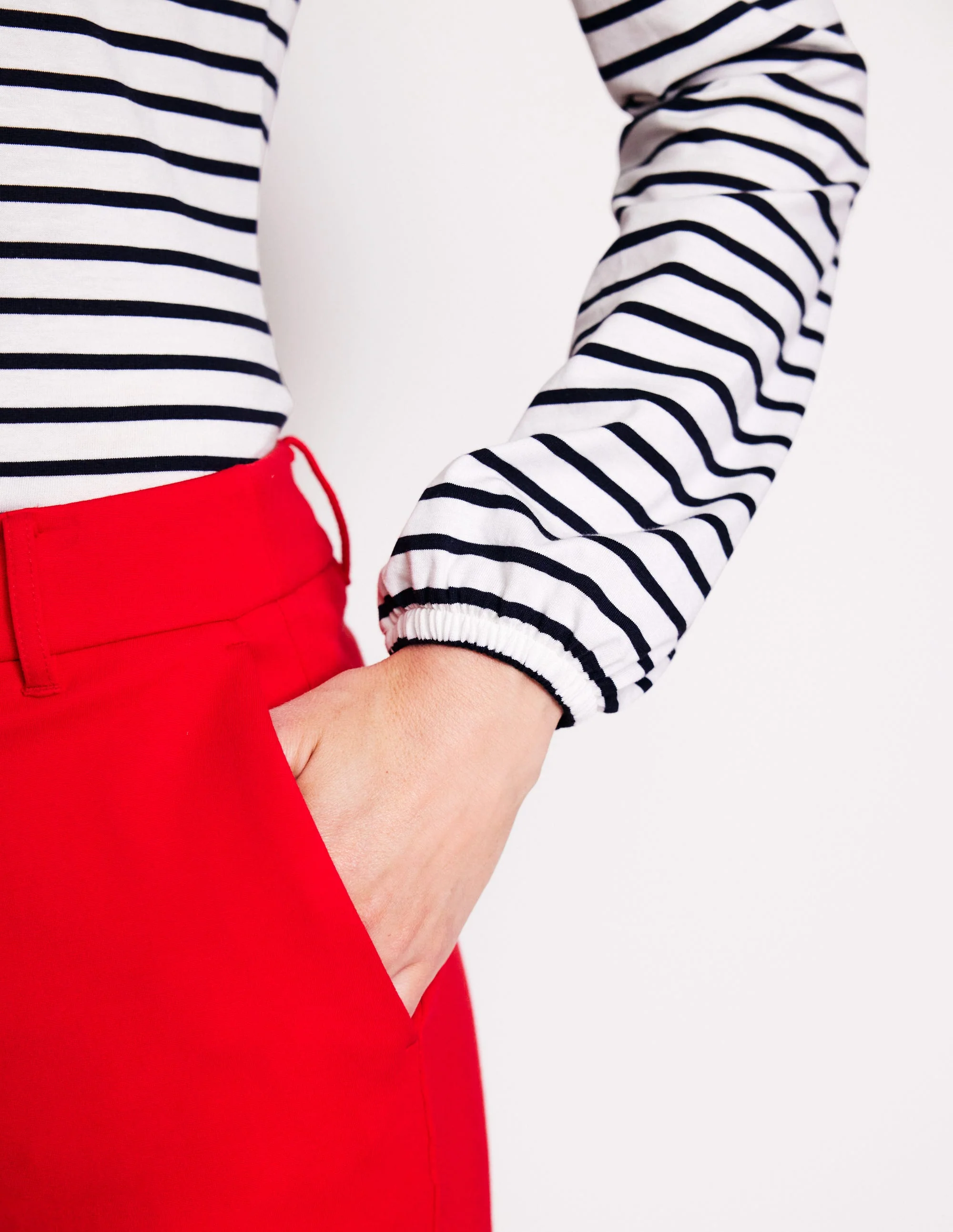 Supersoft Long Sleeve Top-Ivory, Navy - Image 2