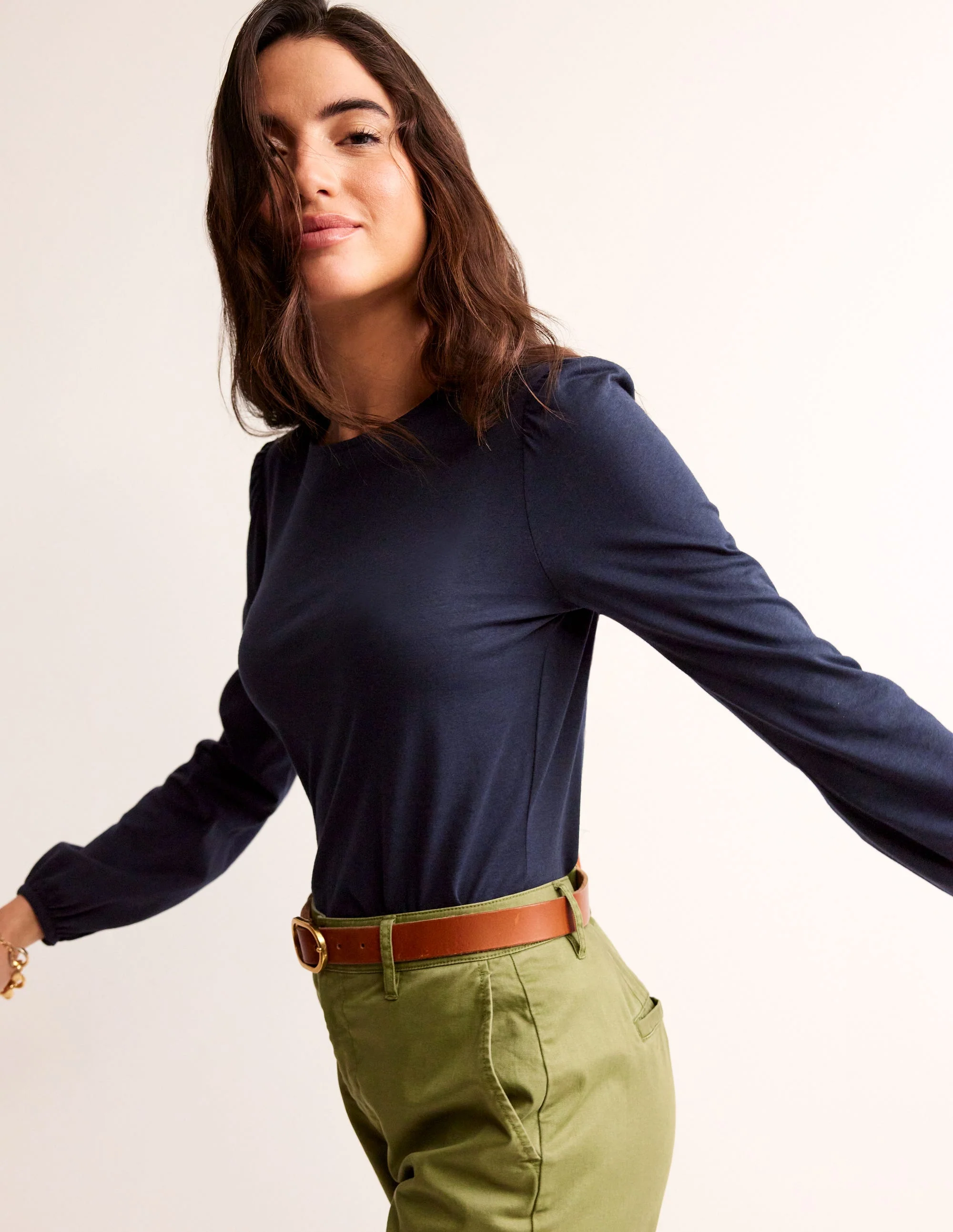 Supersoft Long Sleeve Top-Navy - Image 4