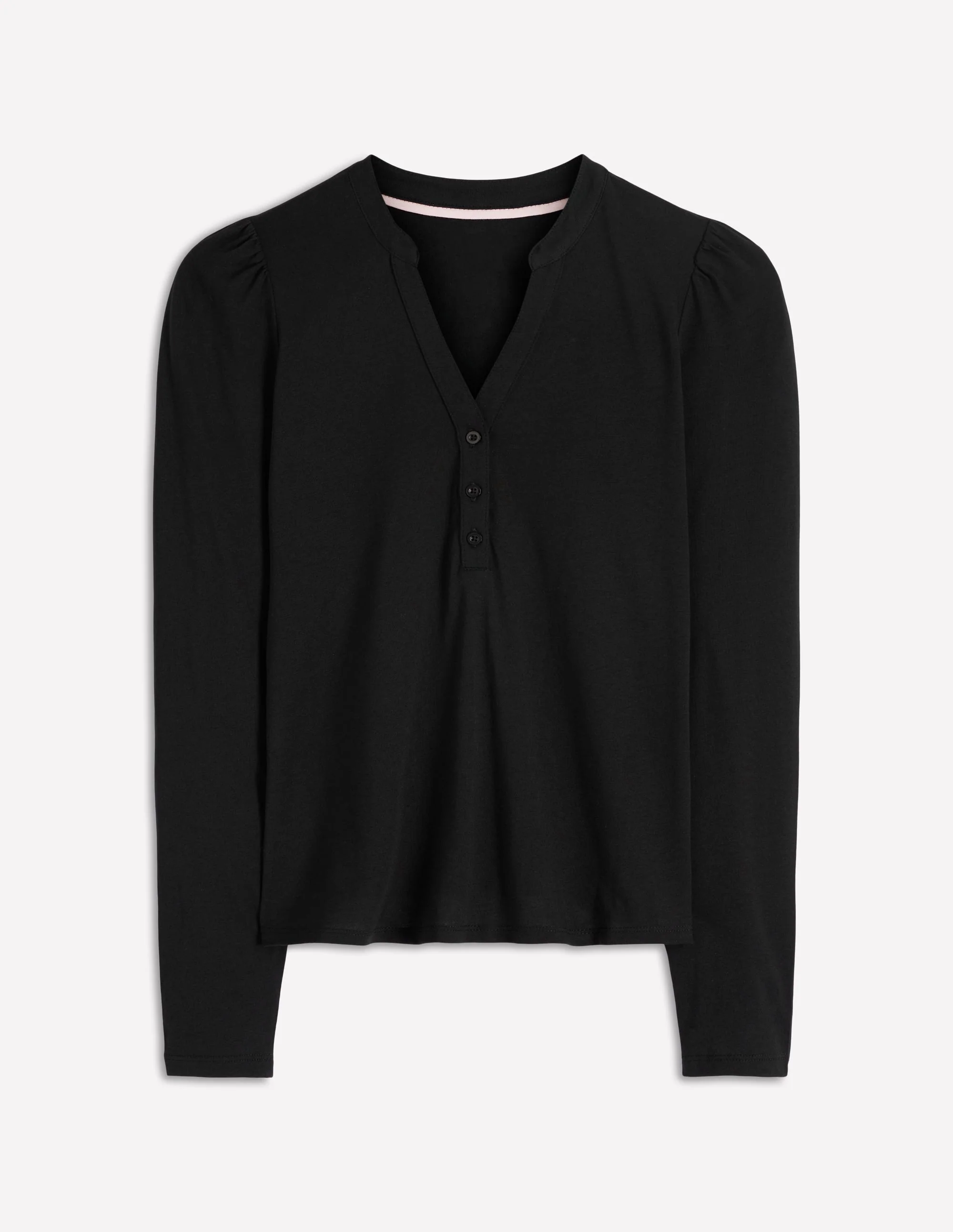 Supersoft Open Neck Henley-Black - Image 6