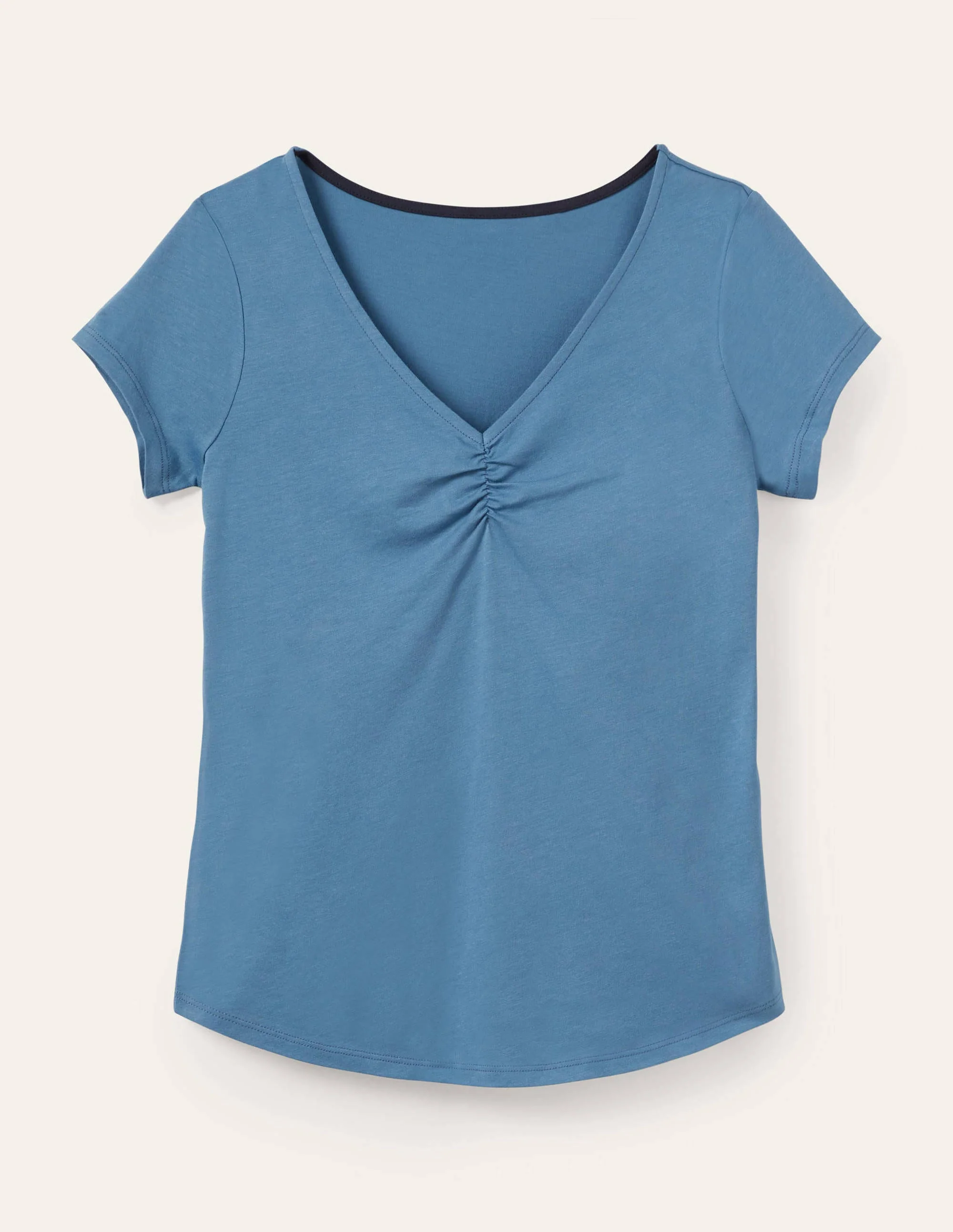Supersoft Ruched V-neck Tee-Azure - Image 5