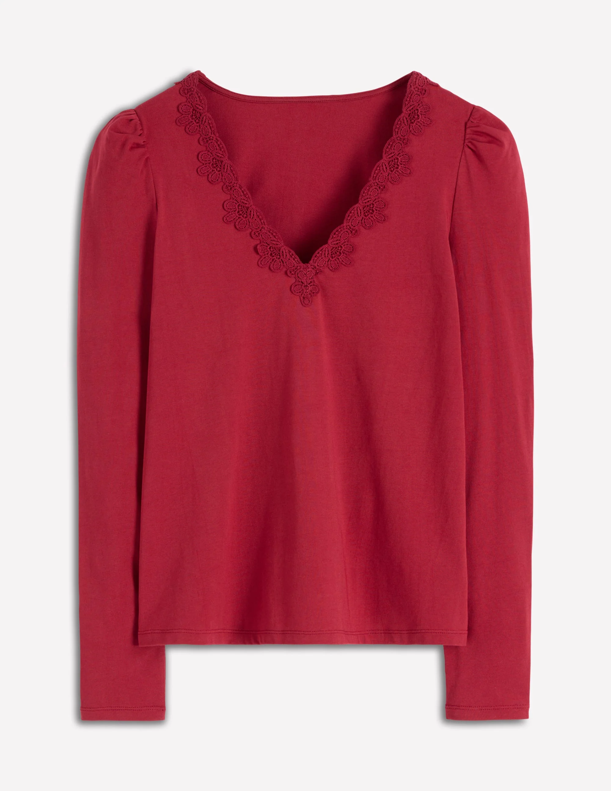 Supersoft V- Neck Trim Top-Burgundy Red - Image 5