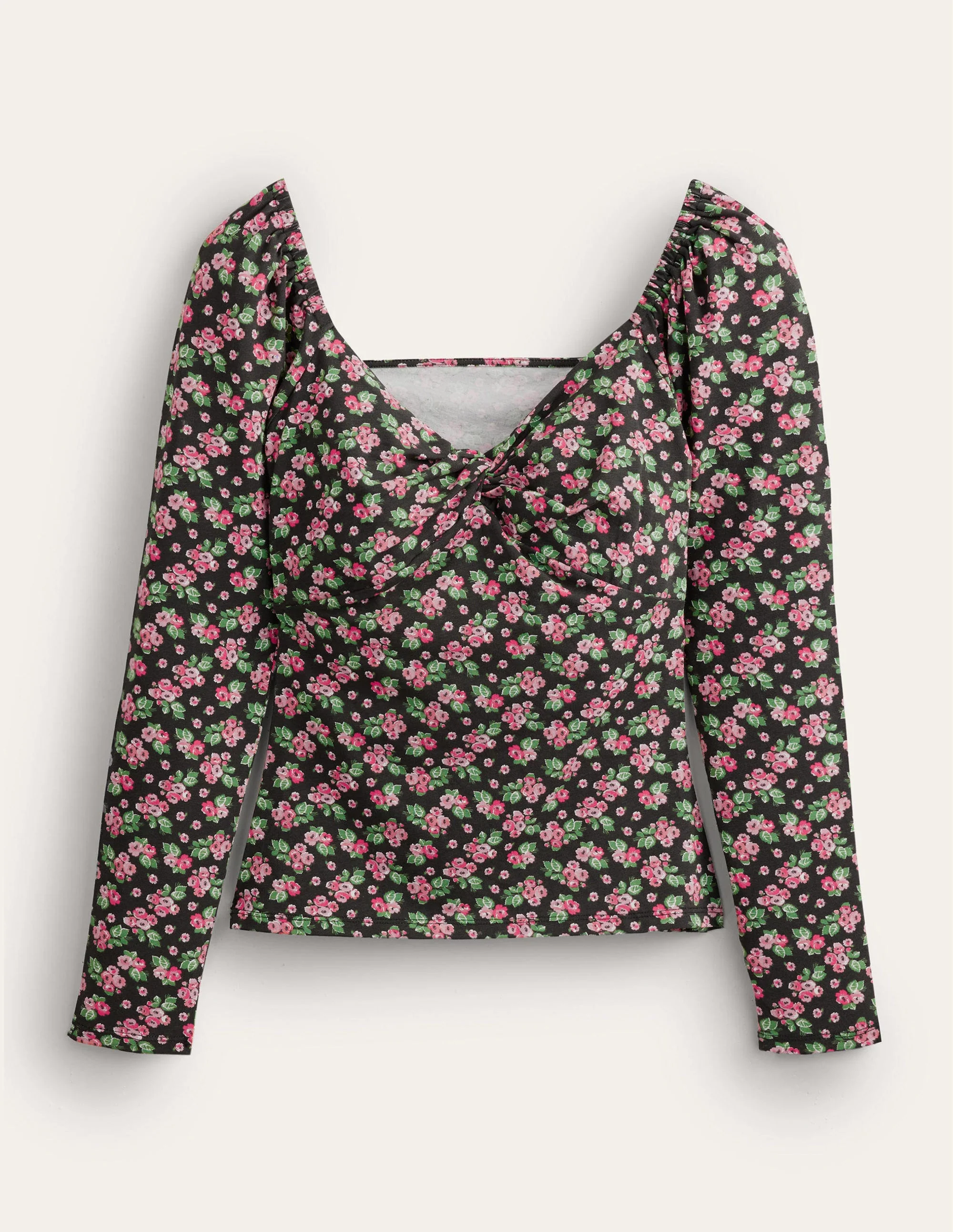Sweetheart Jersey Top-Black, Diamond Rose - Image 5