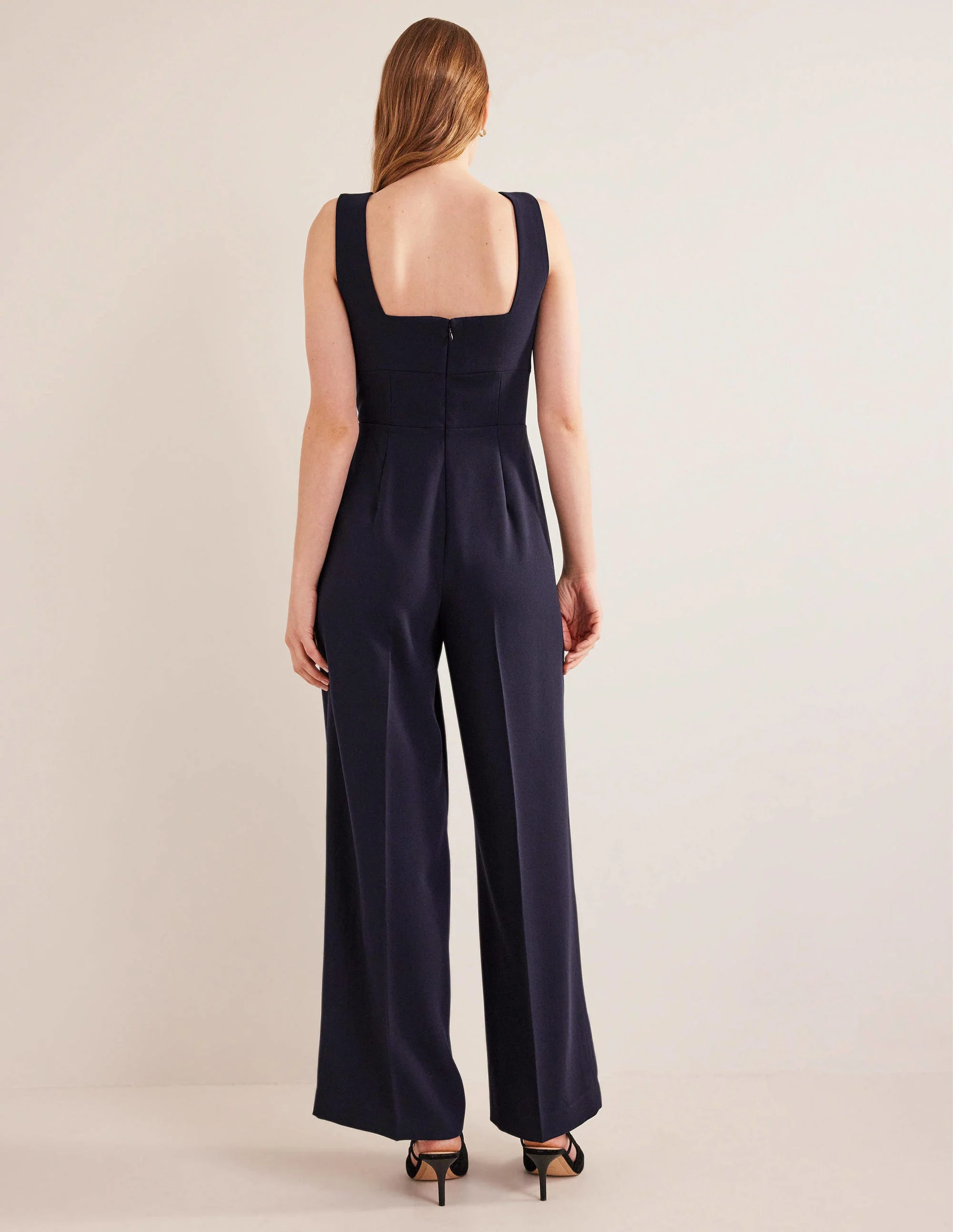 Sweetheart Wideleg Jumpsuit-Navy - Image 3