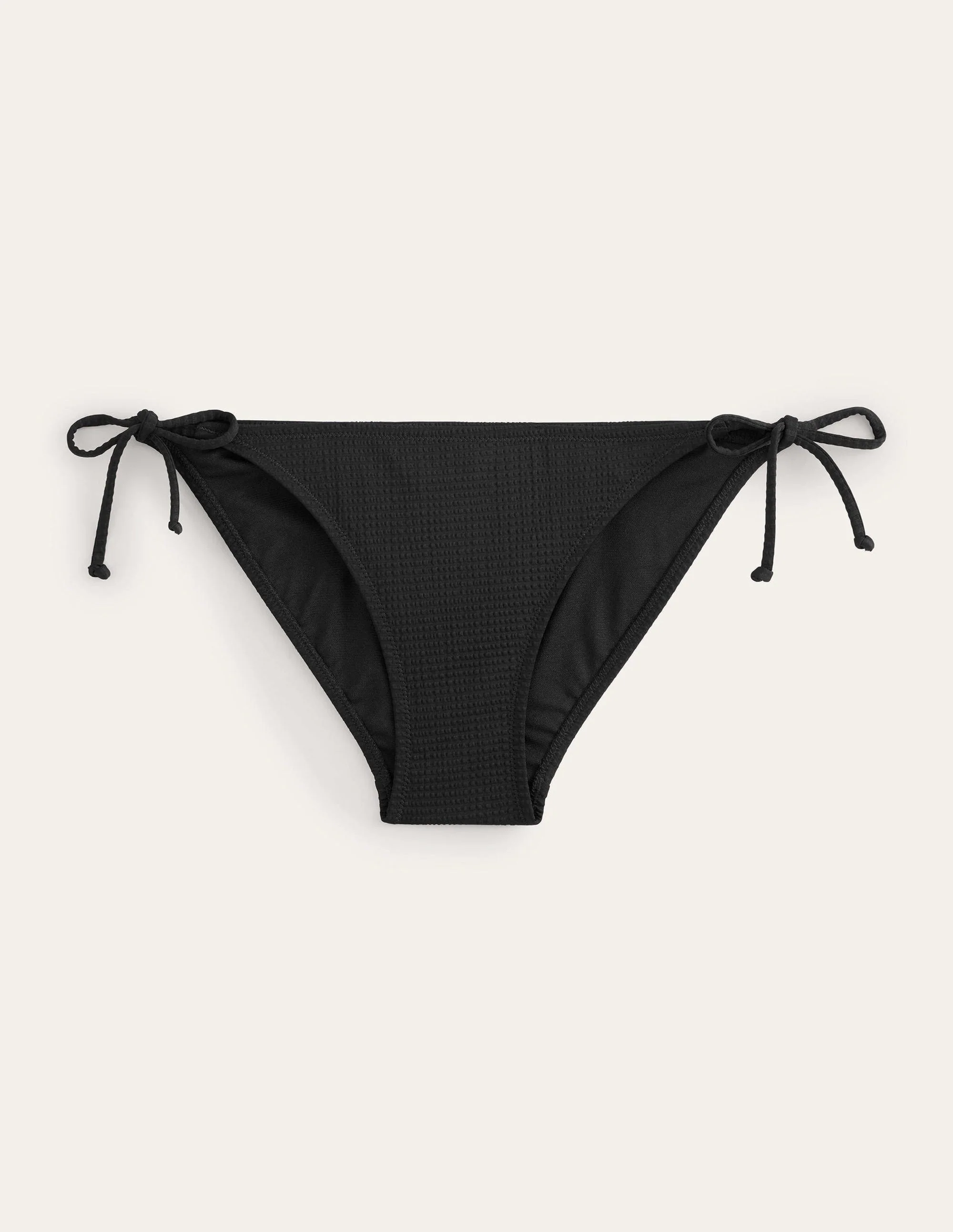Symi String Bikini Bottoms-Black Seersucker Texture - Image 5