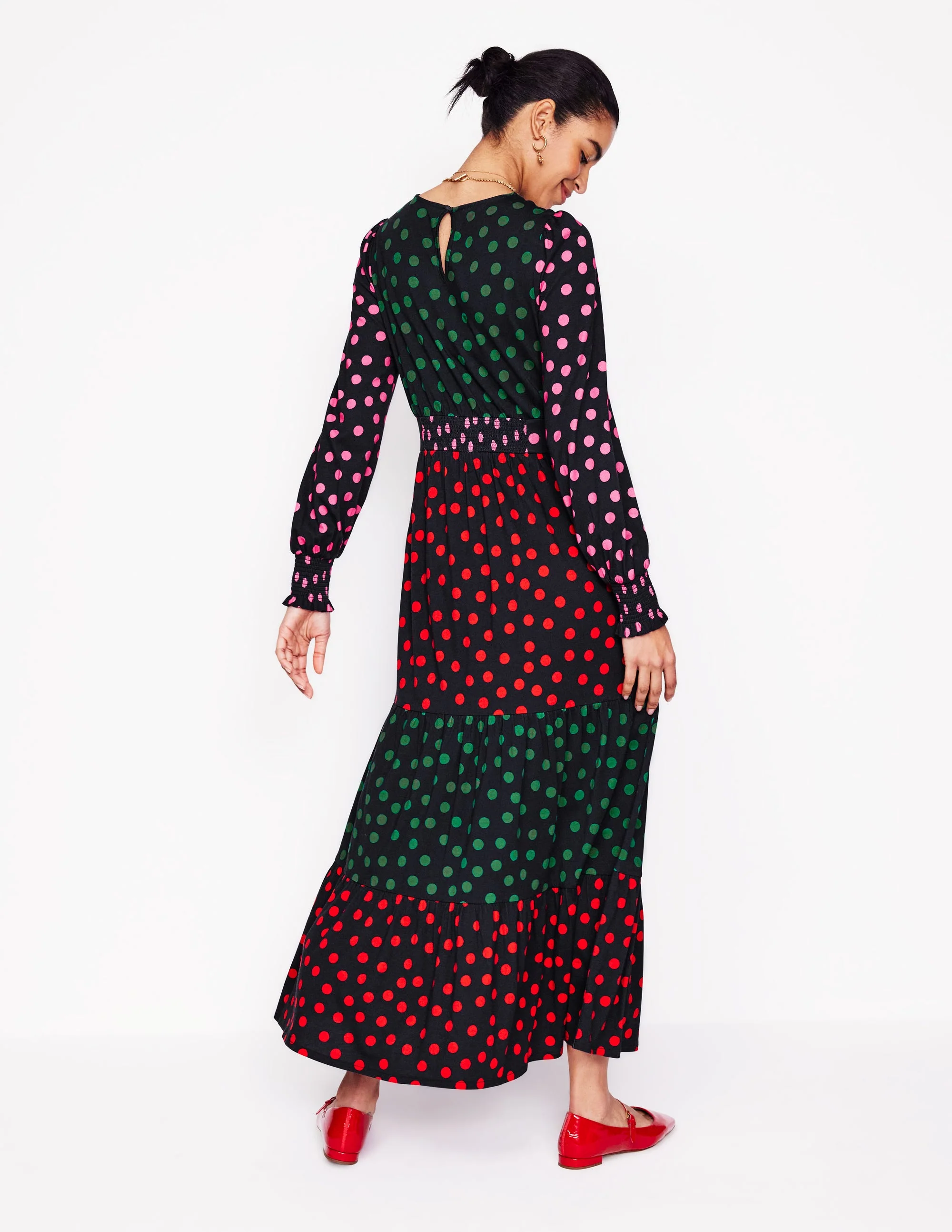 Tabitha Tiered Jersey Dress-Multi, Abstract Dot - Image 3