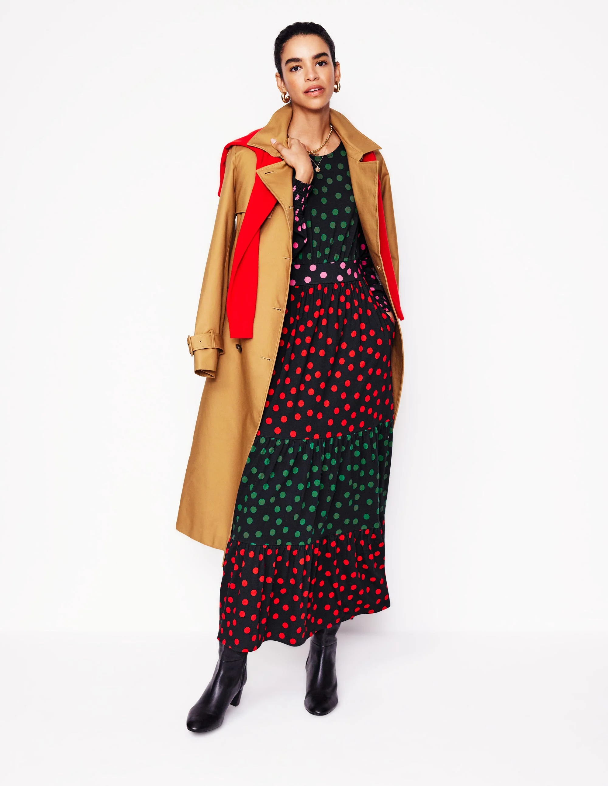 Tabitha Tiered Jersey Dress-Multi, Abstract Dot - Image 5