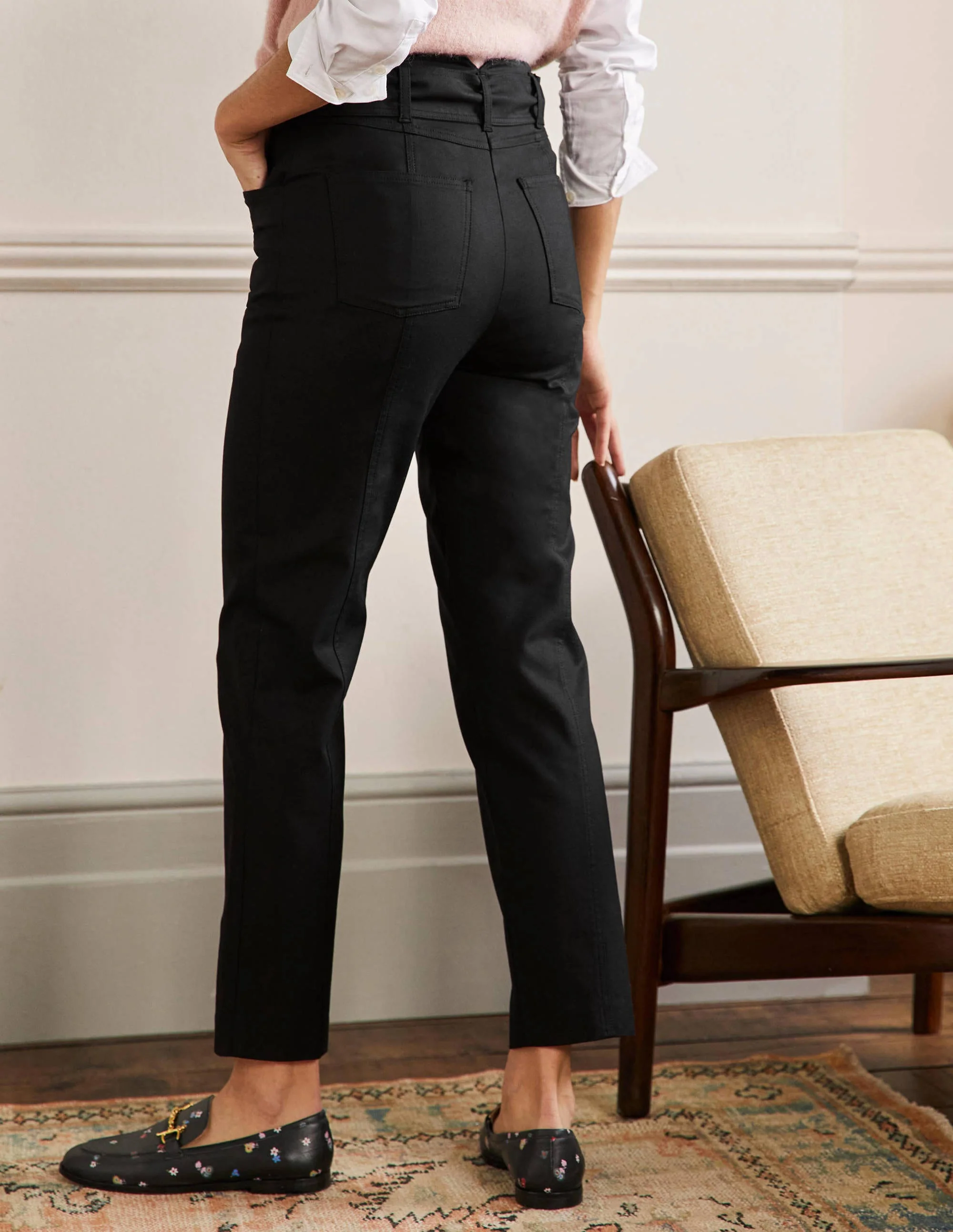 Tailored Tie Waist Pants-Black - Image 3