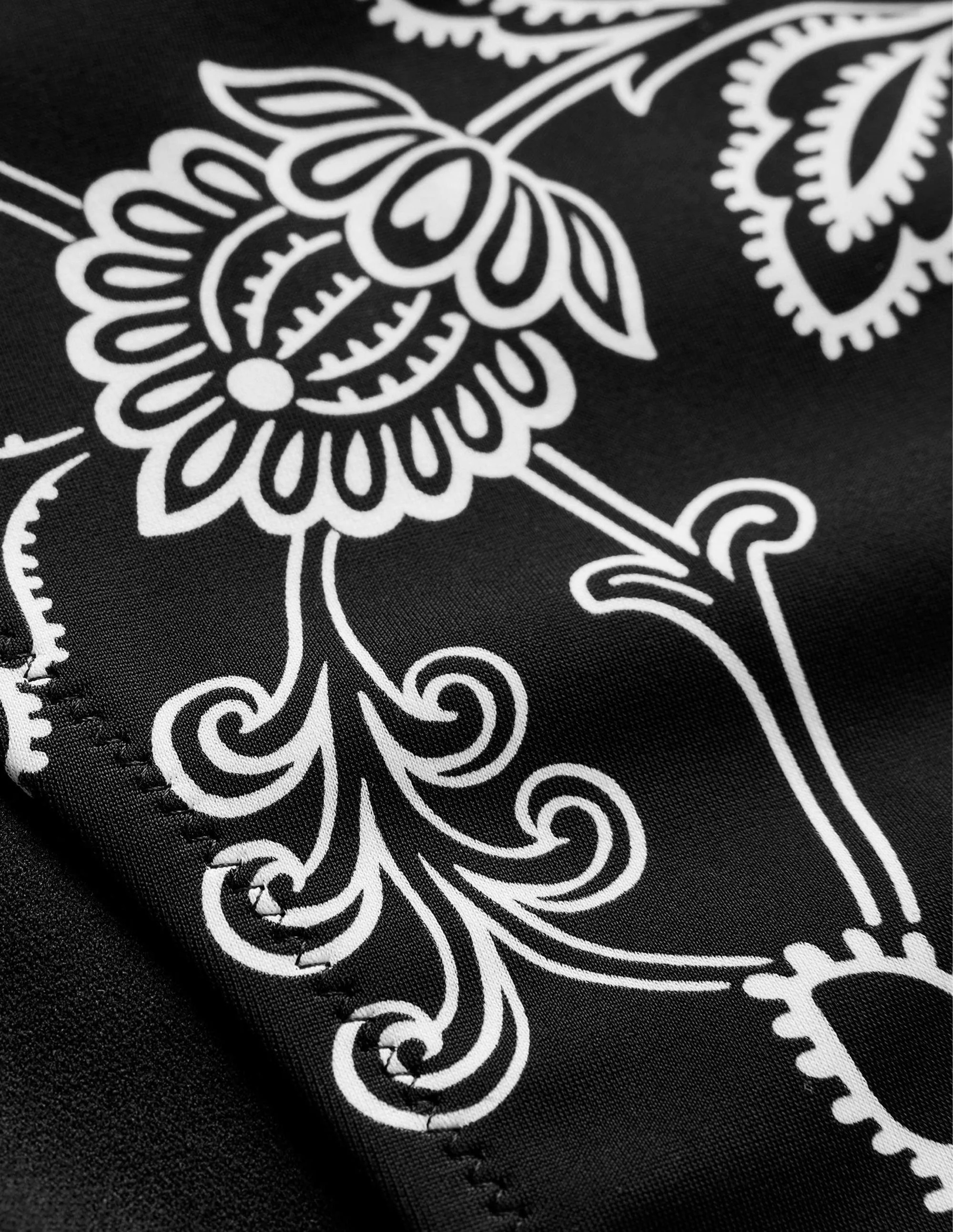 Tanga Bikini Bottoms-Black, White Floral - Image 6
