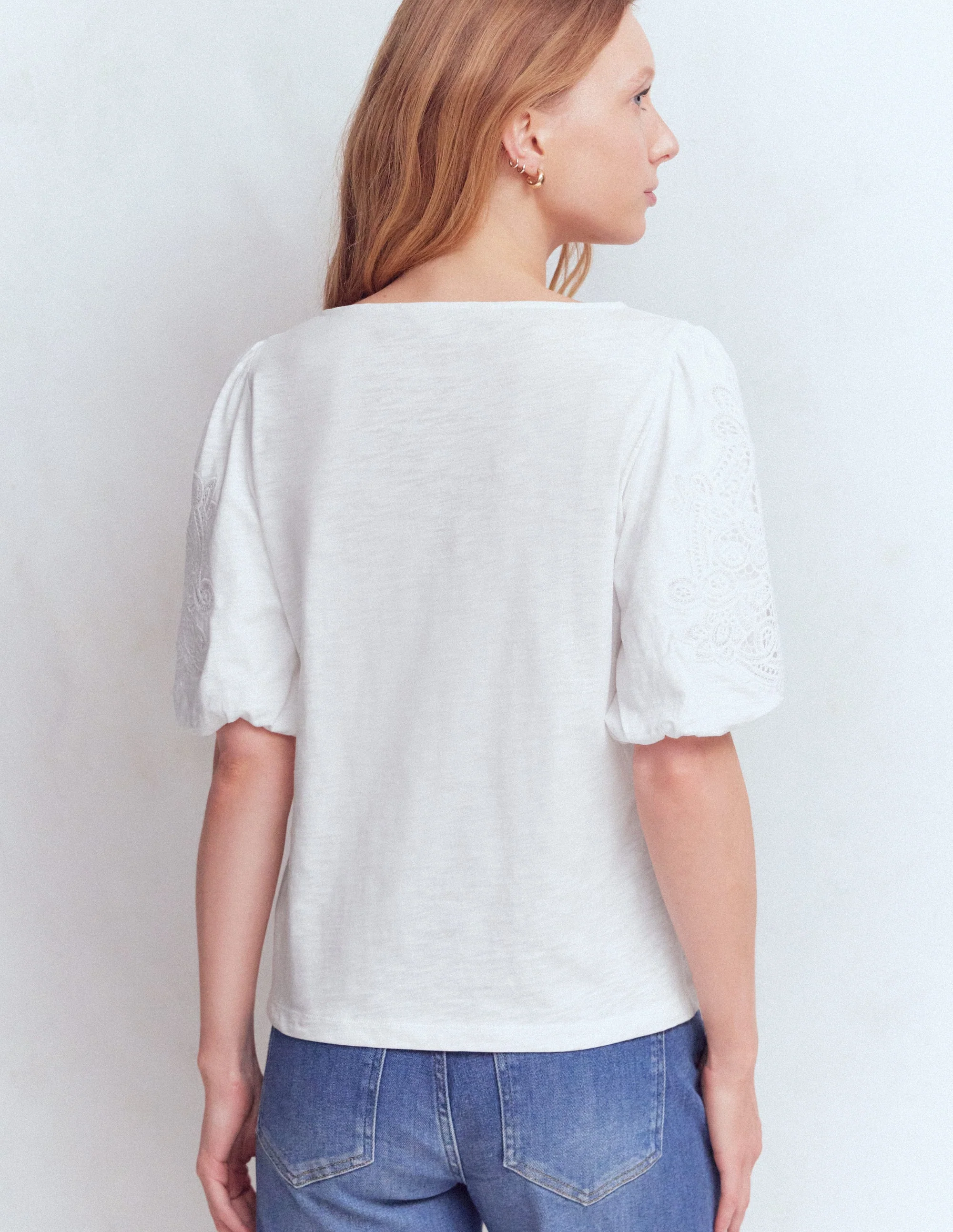 Tape Lace T-shirt-White - Image 3