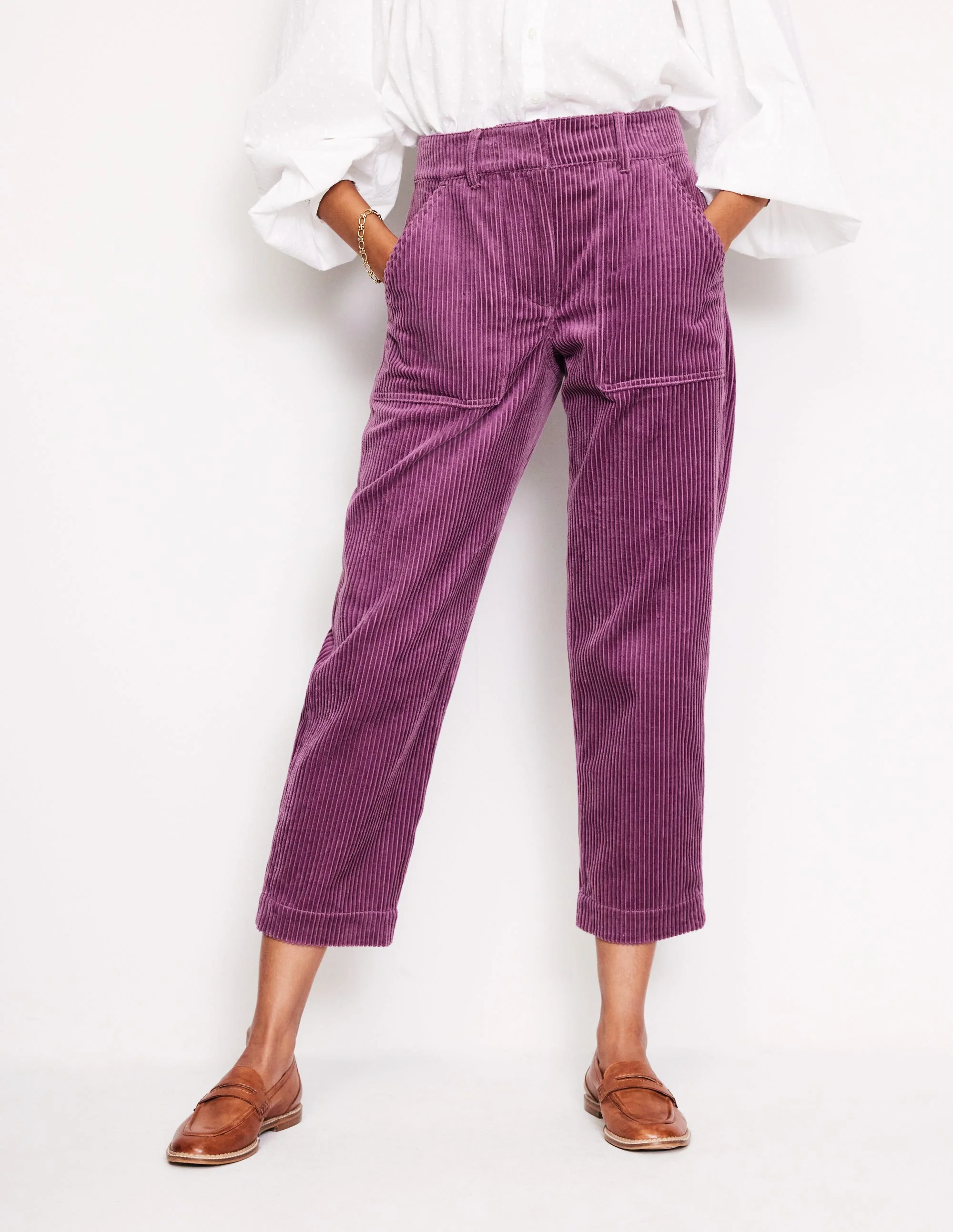 Tapered Cord Cargo Pants-Purple Thistle - Image 4