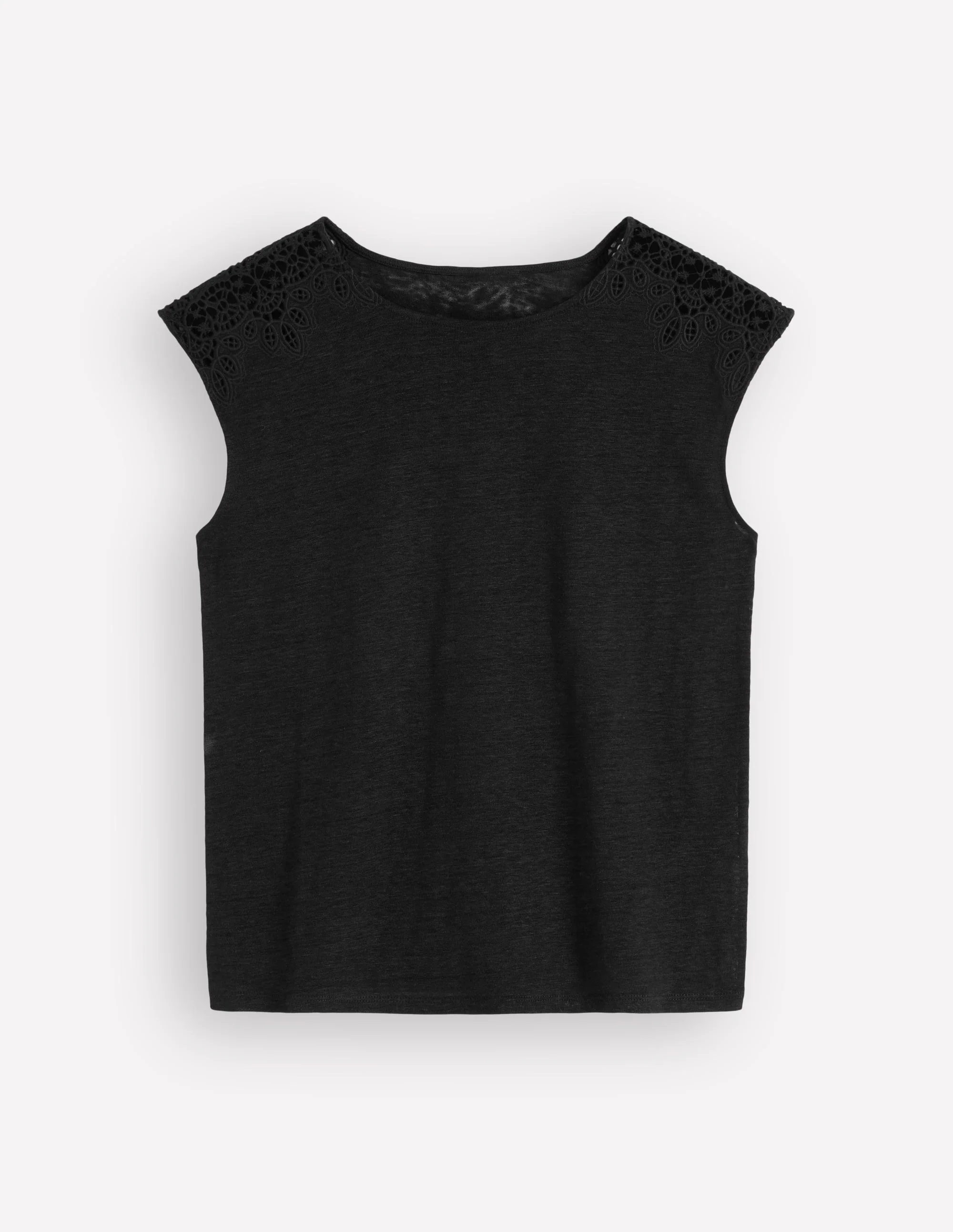 Tara Cutwork Linen Tee-Black - Image 5