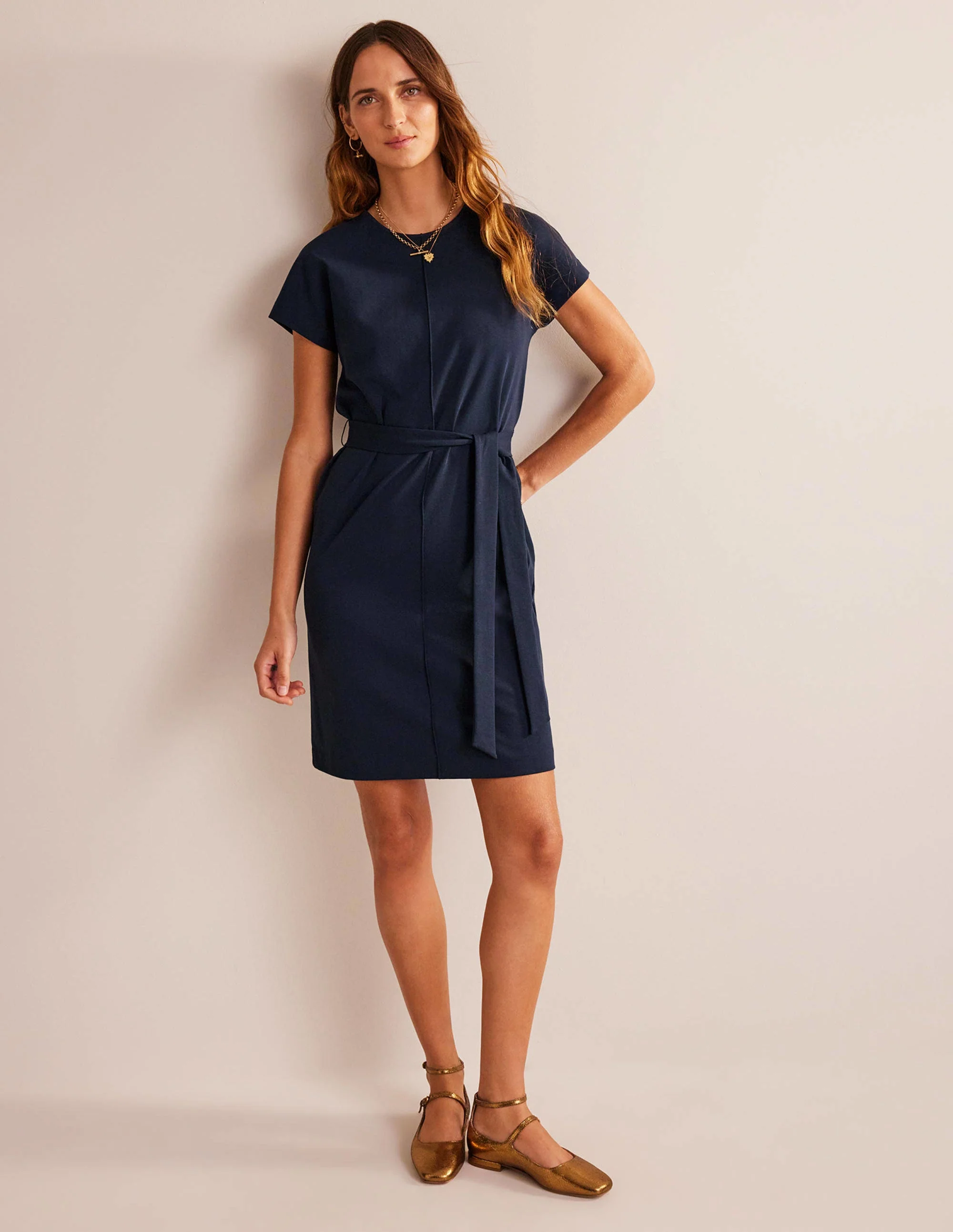 Tara Ponte T-Shirt Dress-Navy - Image 4