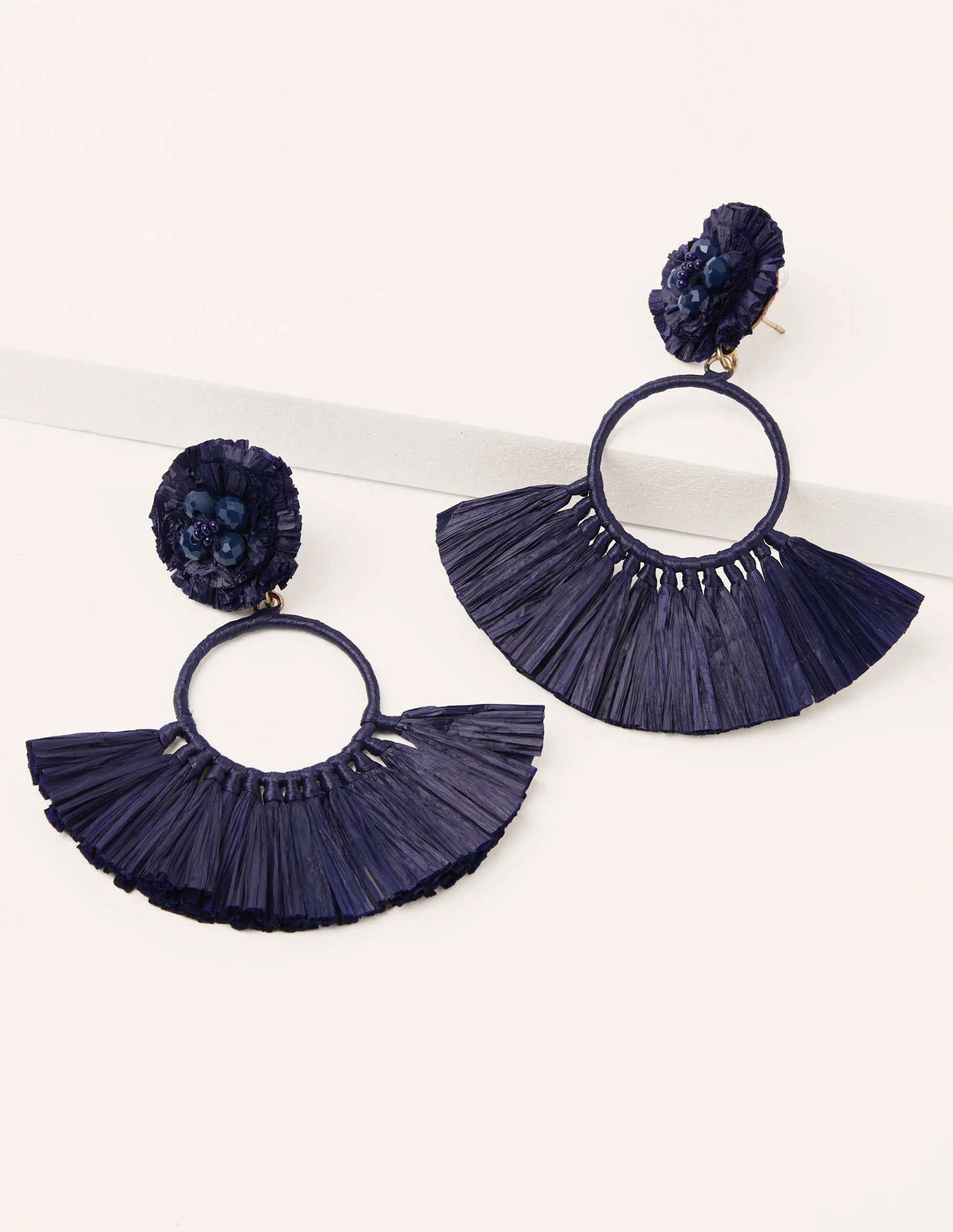 Tassel Ring Earrings-Navy - Image 2