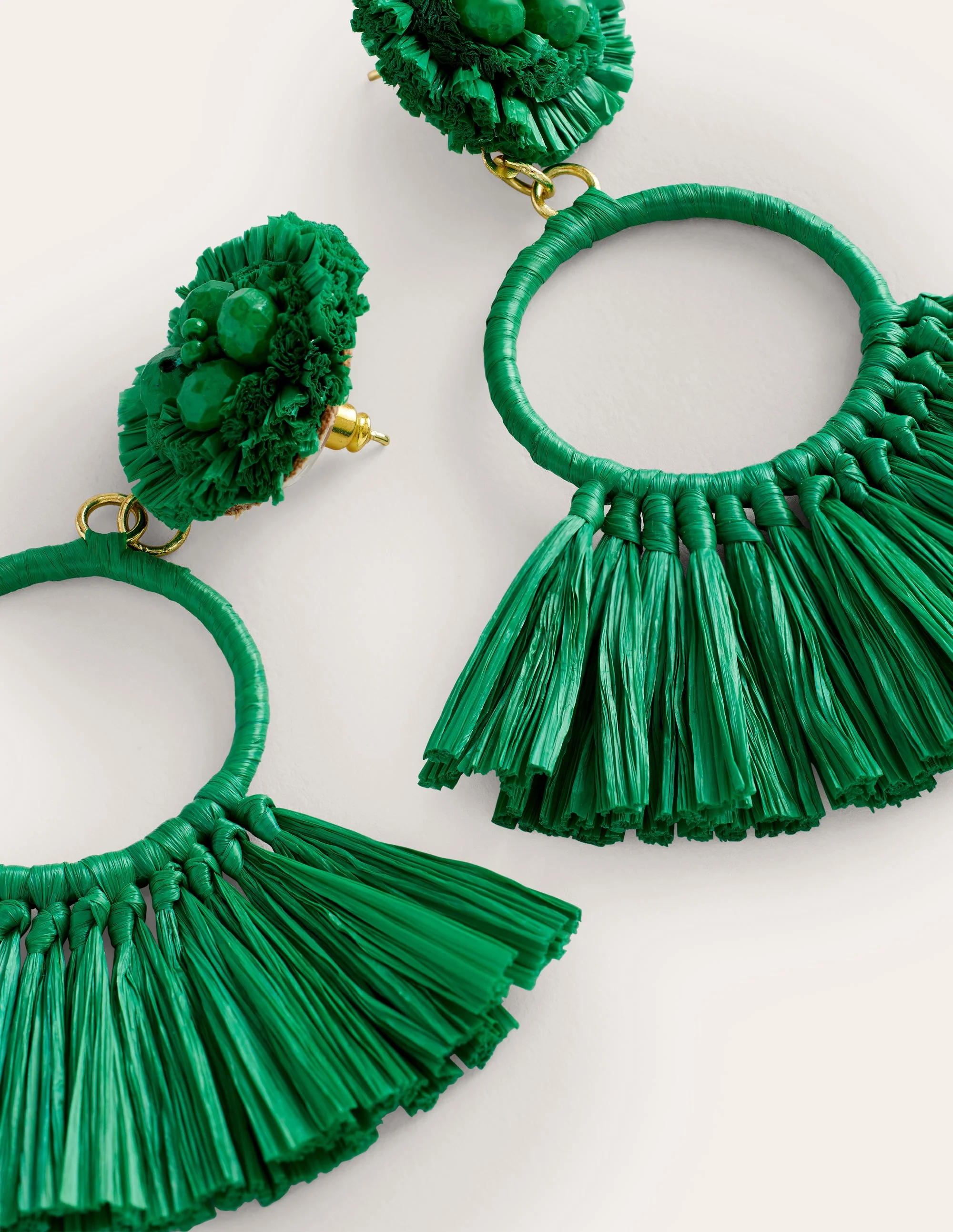 Tassel Ring Earrings-Rich Emerald - Image 3