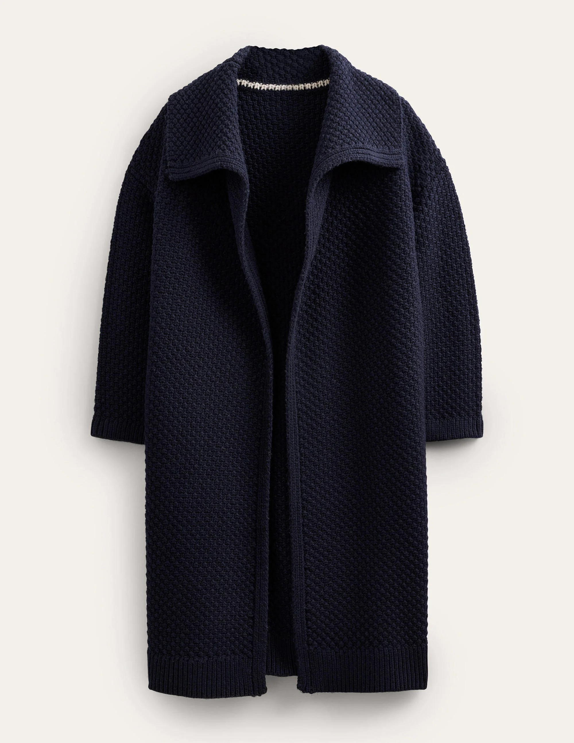 Textured Chunky Wool Coatigan-Navy - Image 5