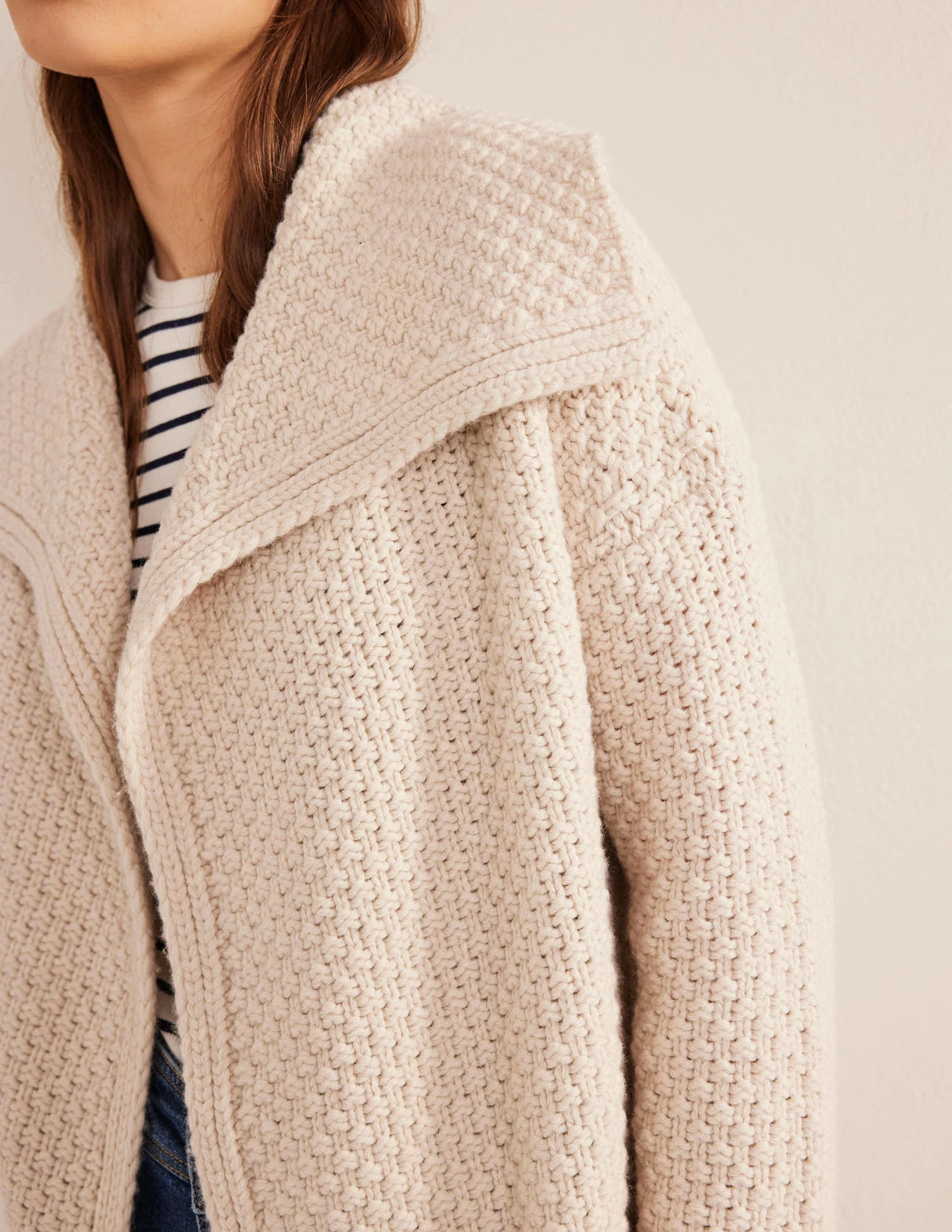 Textured Chunky Wool Coatigan-Shearling - Image 2