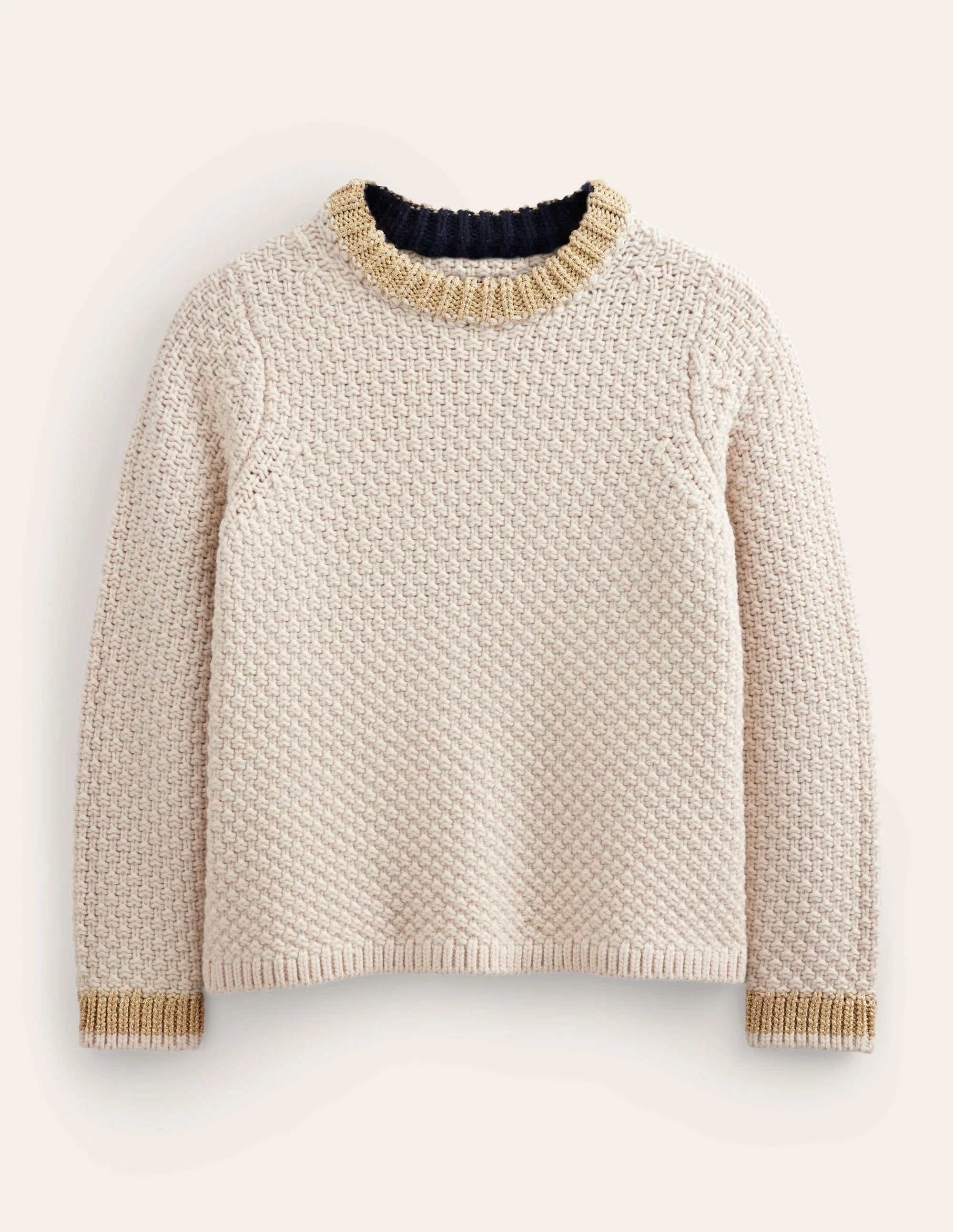 Textured Chunky Wool Sweater-Shearling, Gold - Image 5