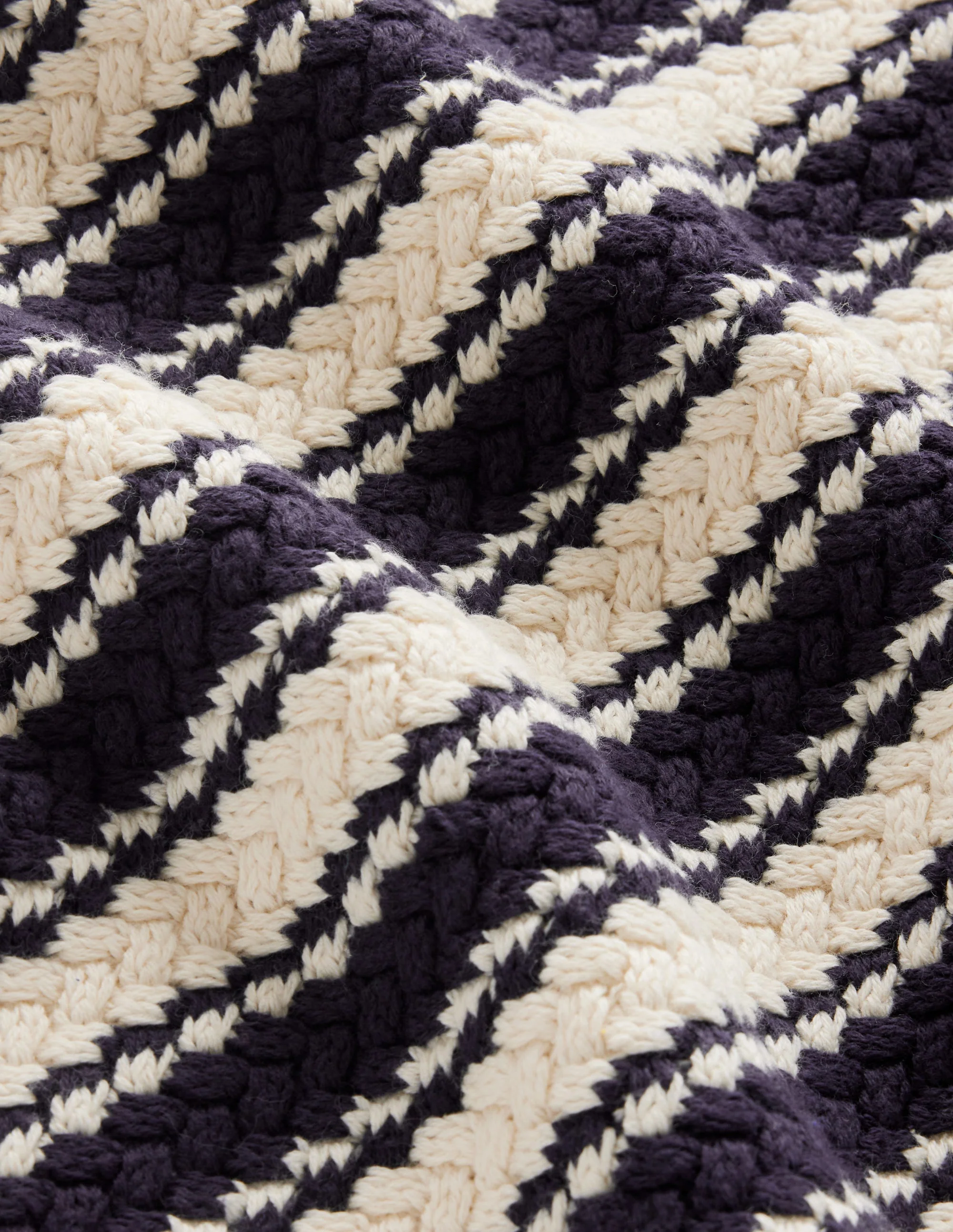 Textured Cotton Stripe Sweater-Navy, Ivory Textured Stripe - Image 6
