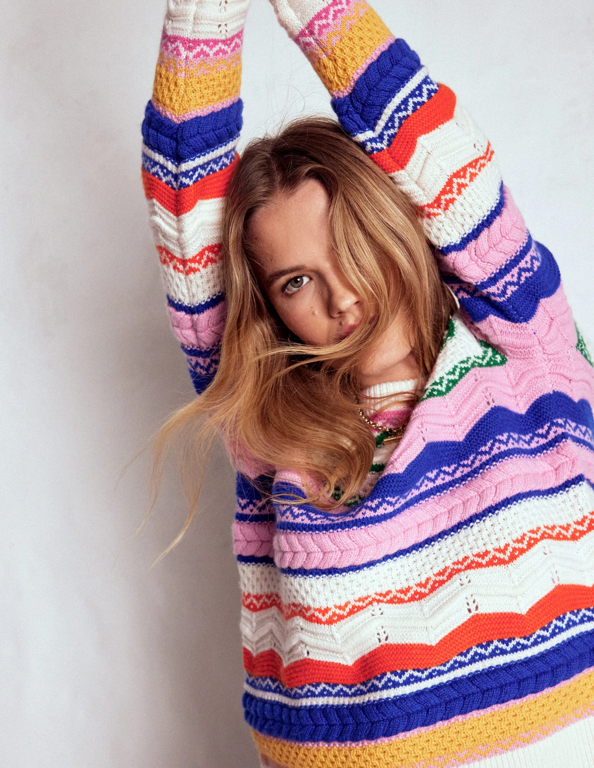 Textured Fair Isle Sweater-Multi - Image 4