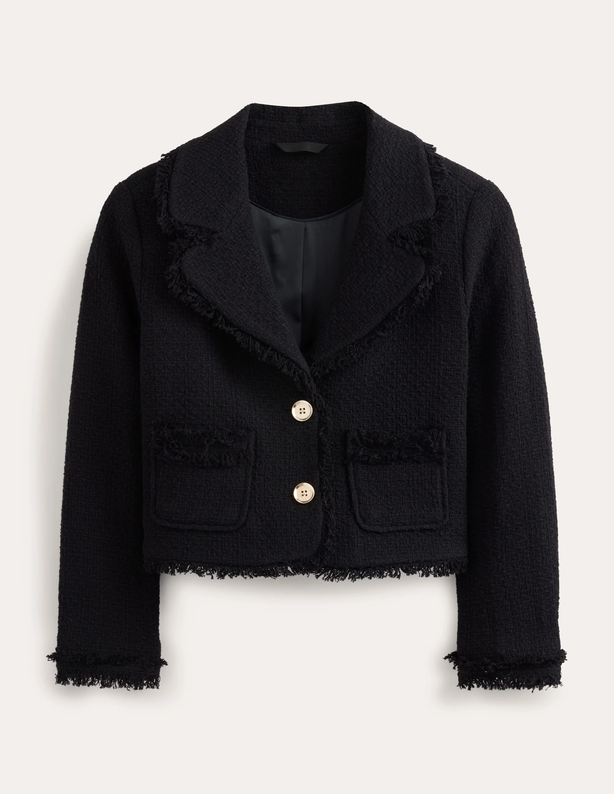 Textured Fitted Cropped Jacket-Black - Image 6