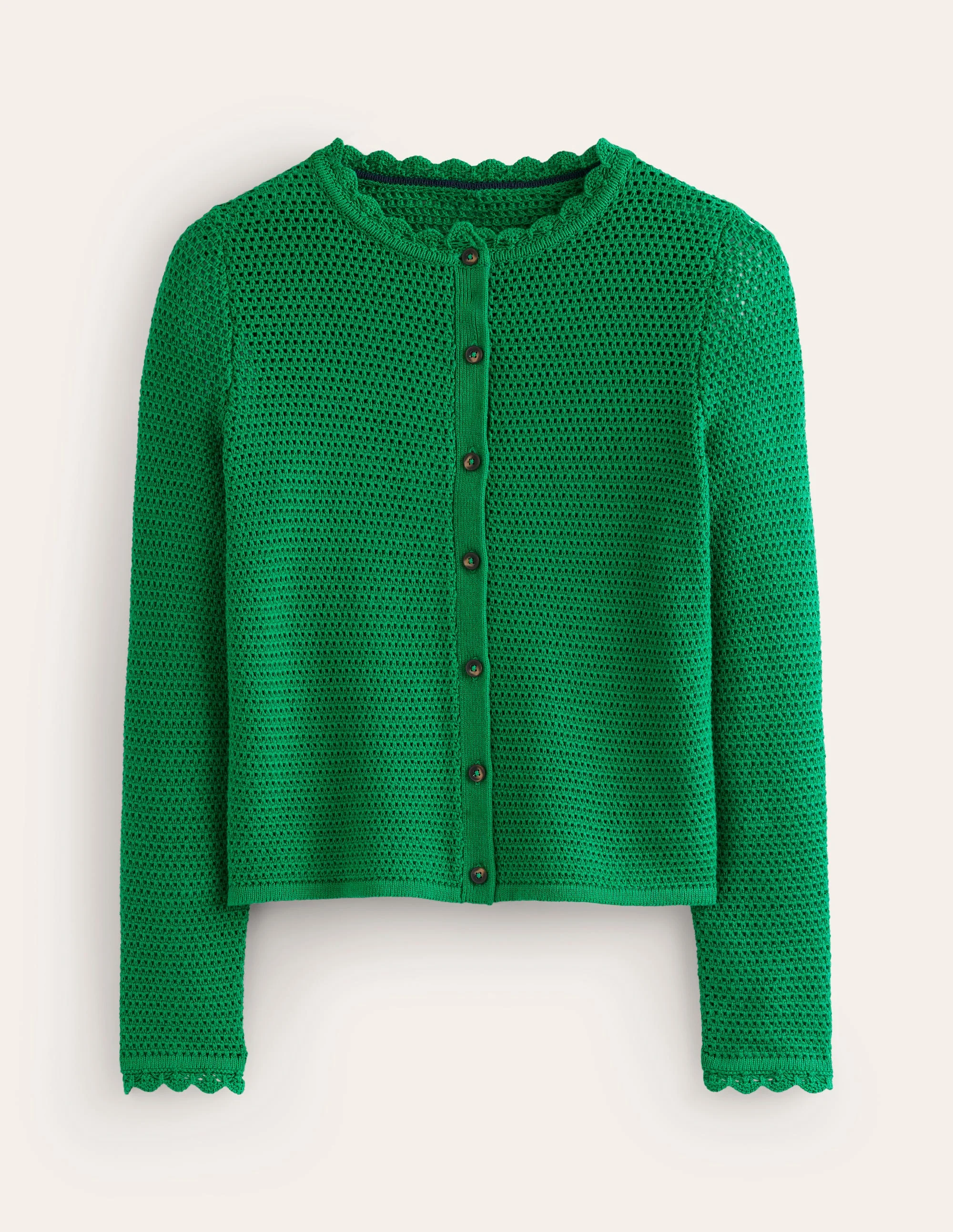 Textured Scallop Cardigan-Rich Emerald - Image 5