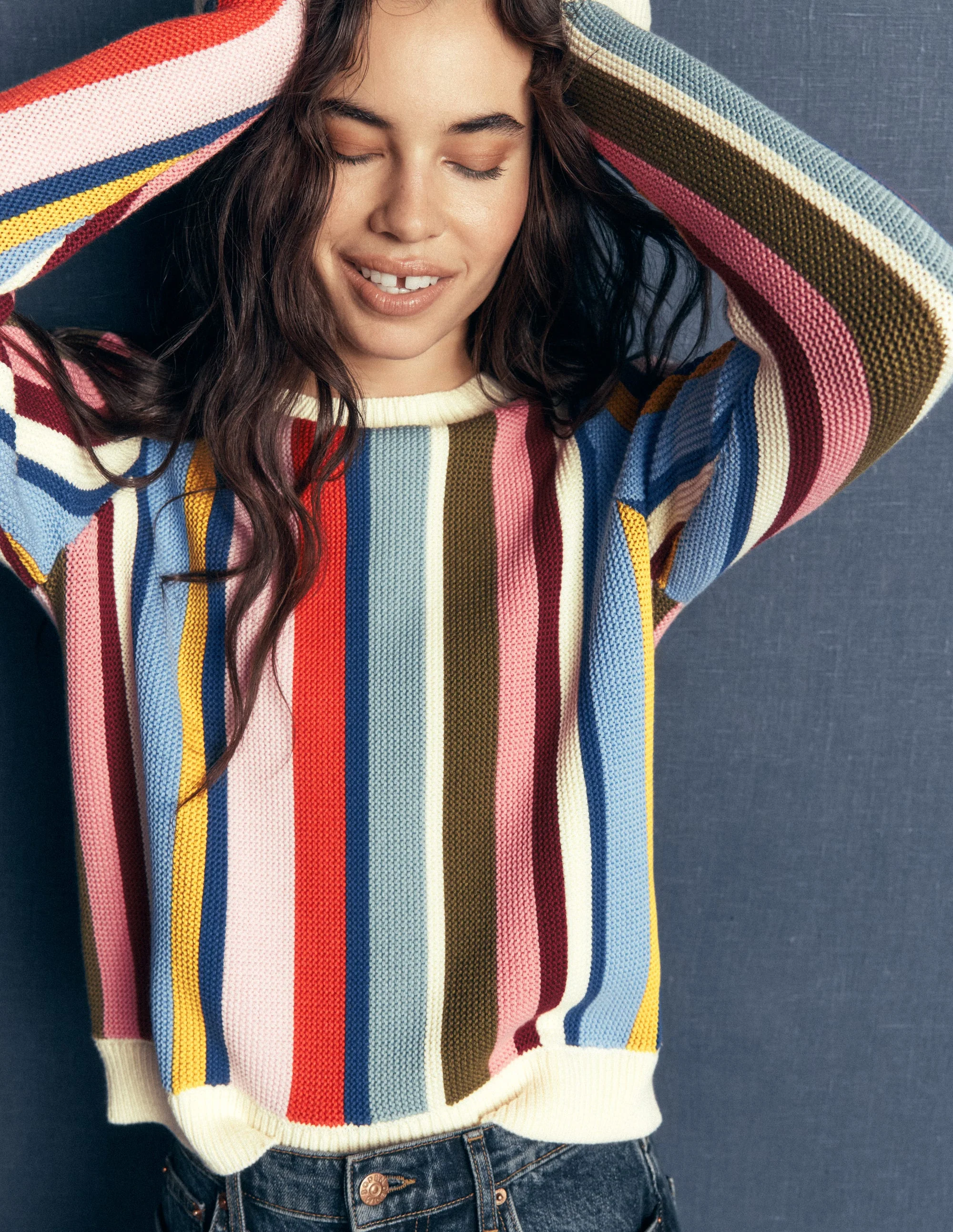 Textured Stitch Jumper-Multi Stripe - Image 5