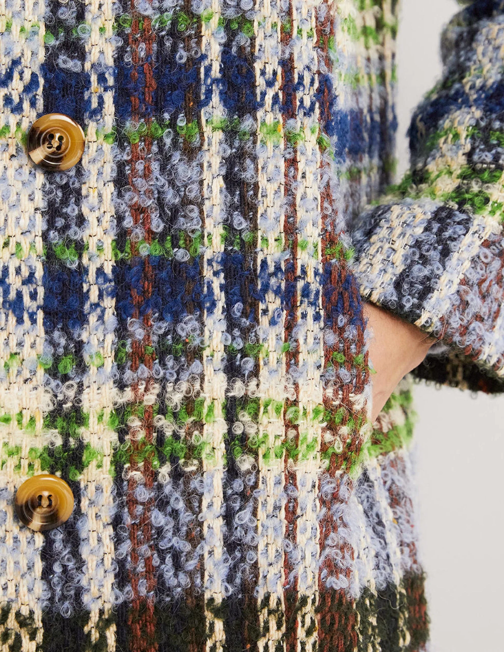 Textured Wool Coat-Check - Image 5