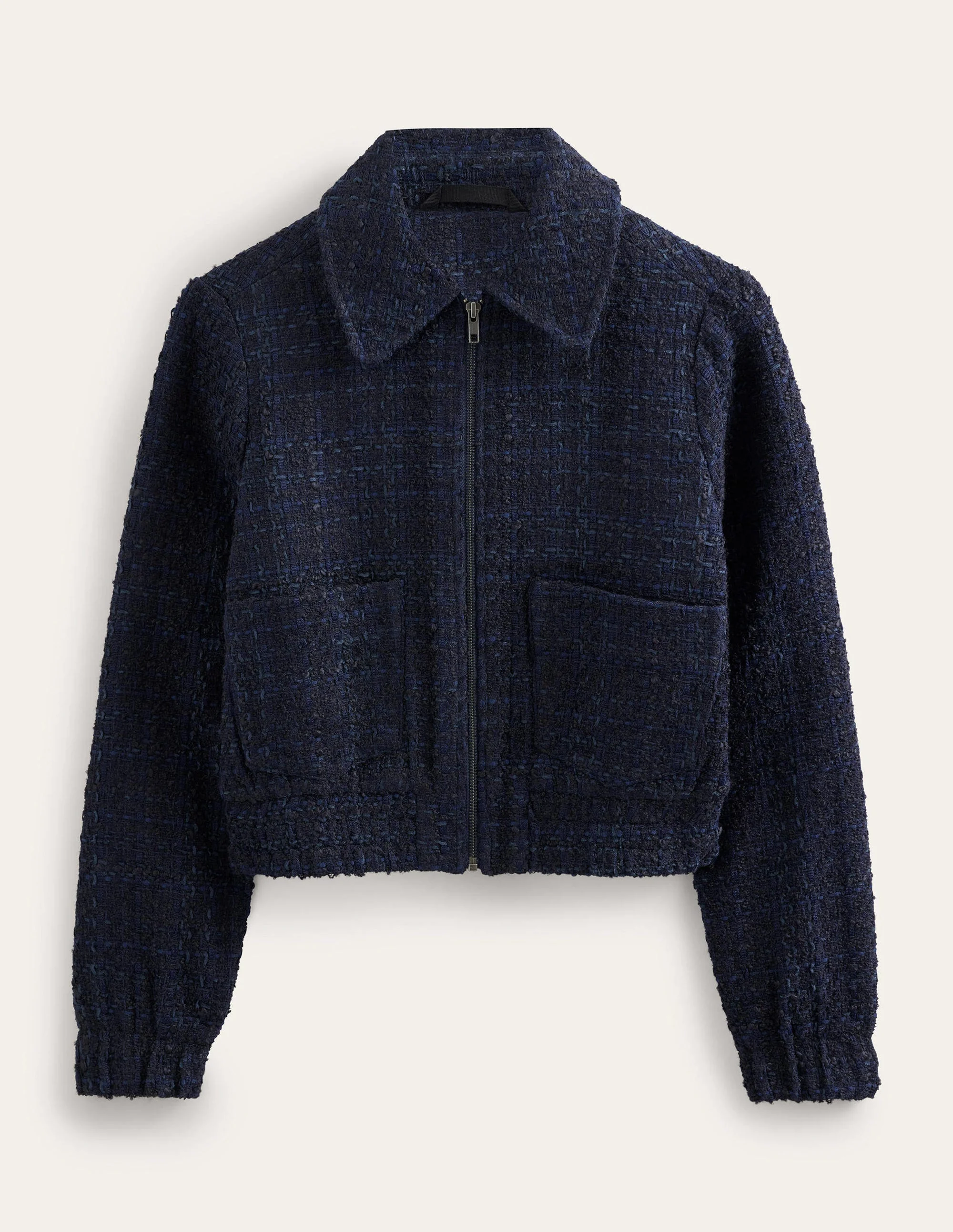 Textured Zip Through Jacket-Navy - Image 6