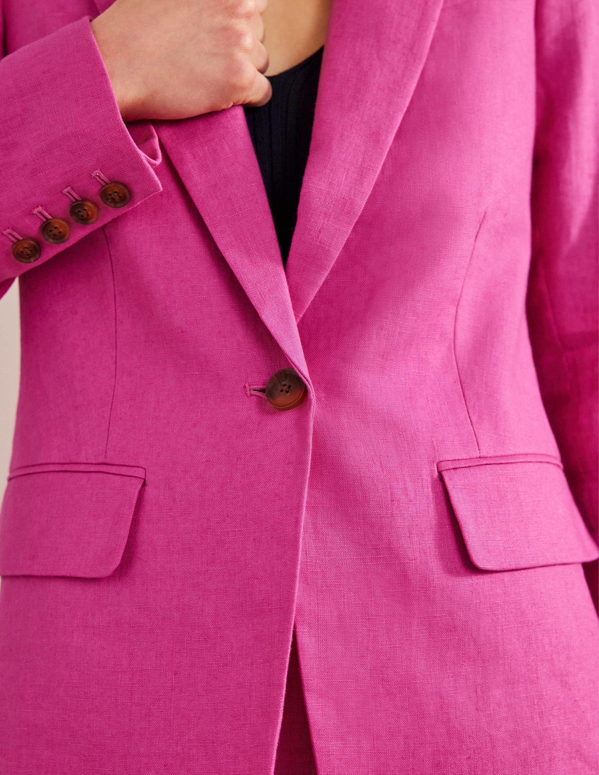 The Cambridge Linen Blazer-Rose Violet - Image 2