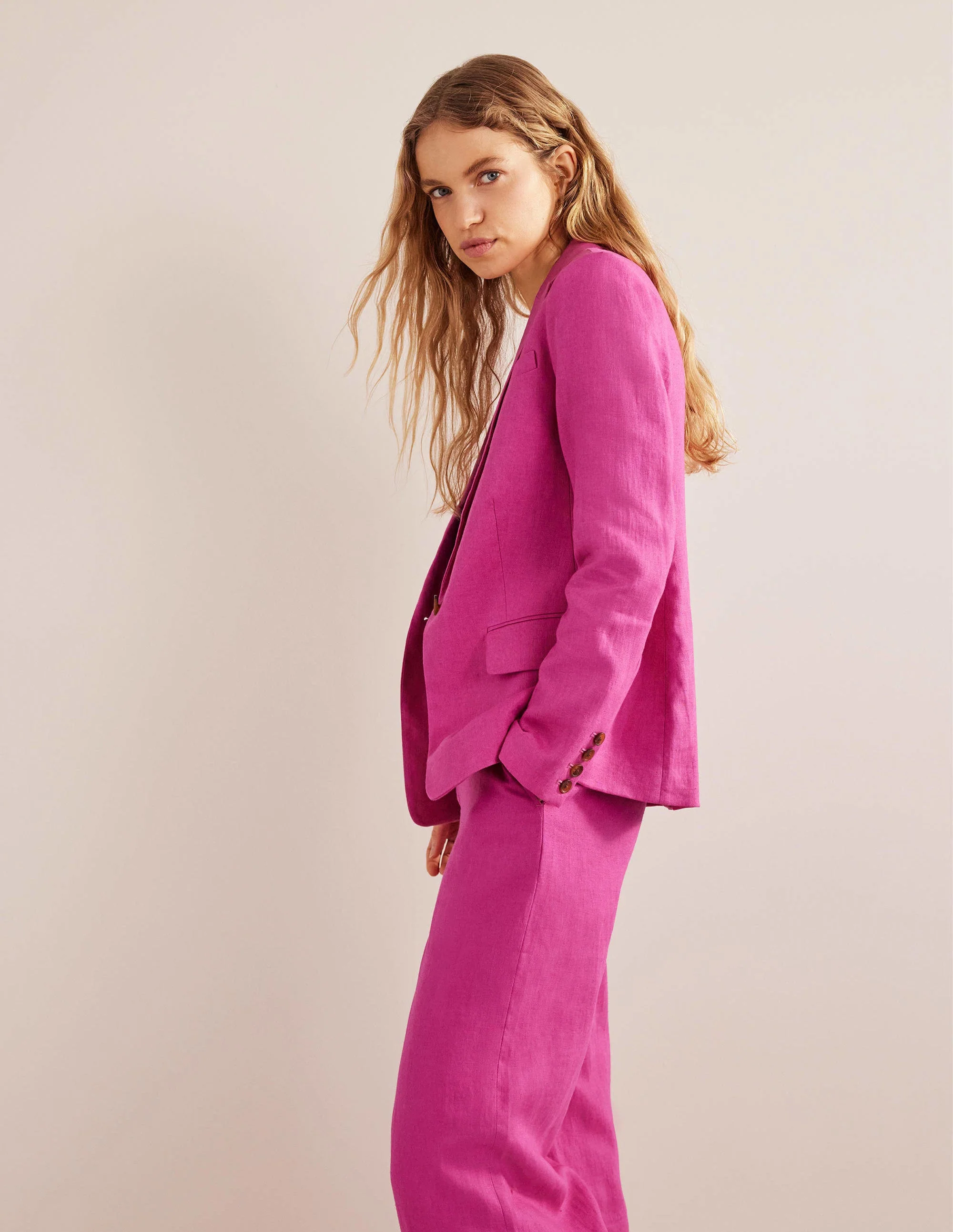 The Cambridge Linen Blazer-Rose Violet - Image 4