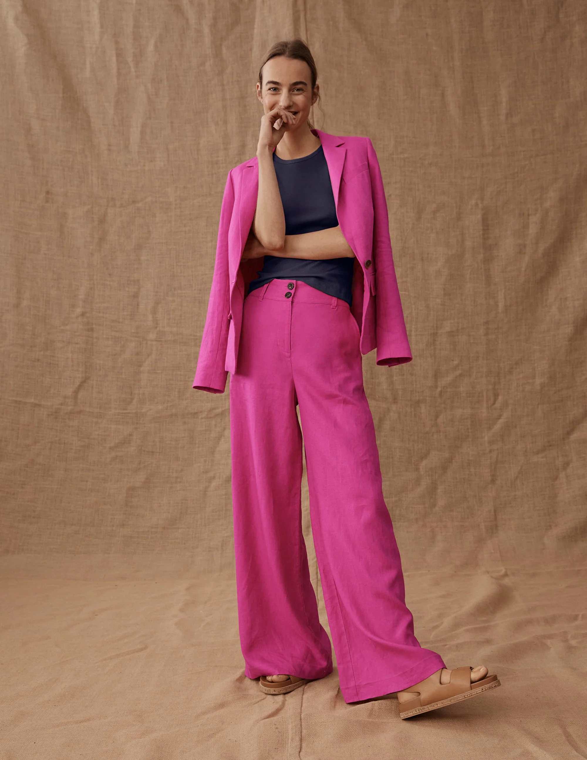 The Cambridge Linen Blazer-Rose Violet - Image 7