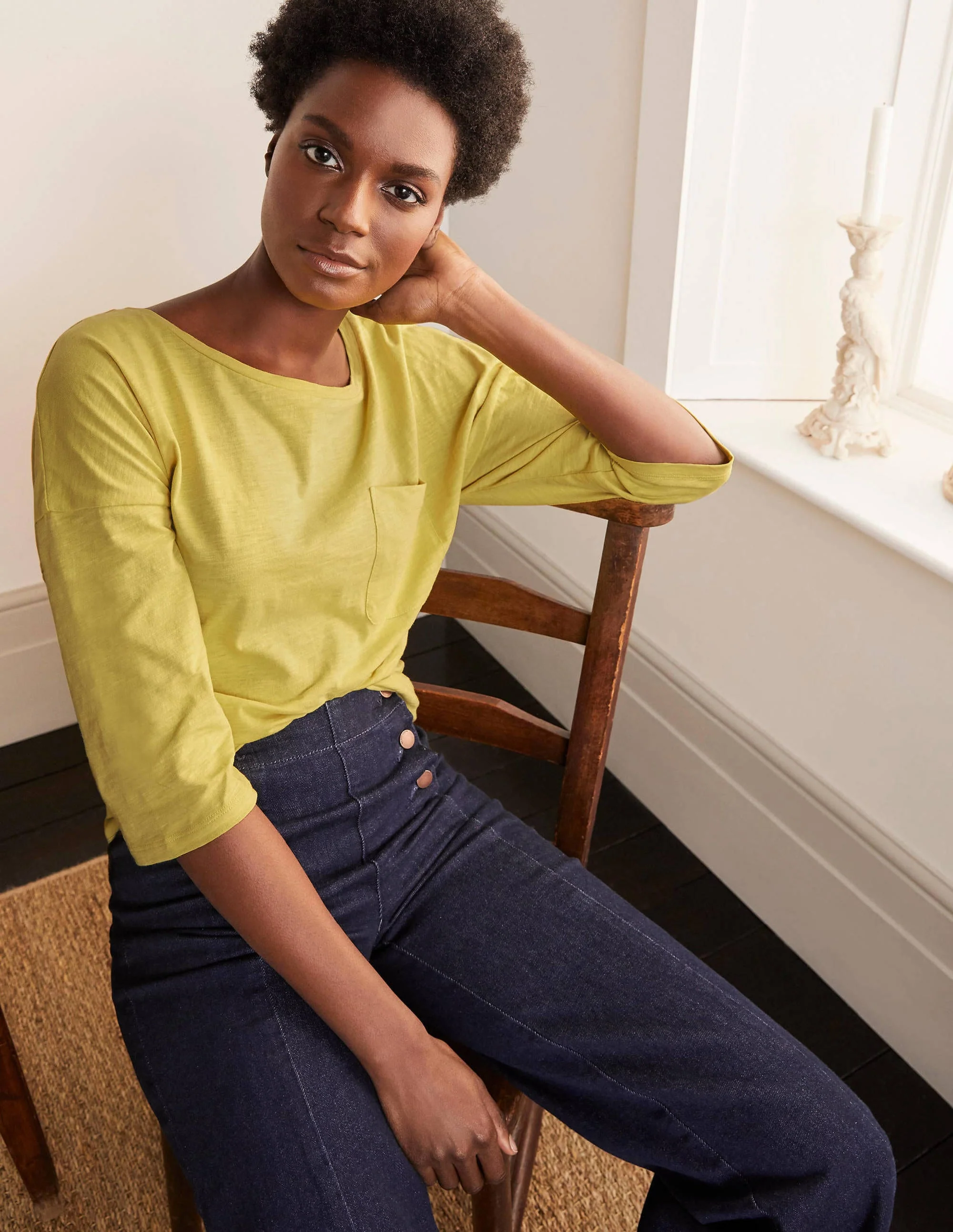 The Cotton Boxy Boatneck Tee-Pineapple