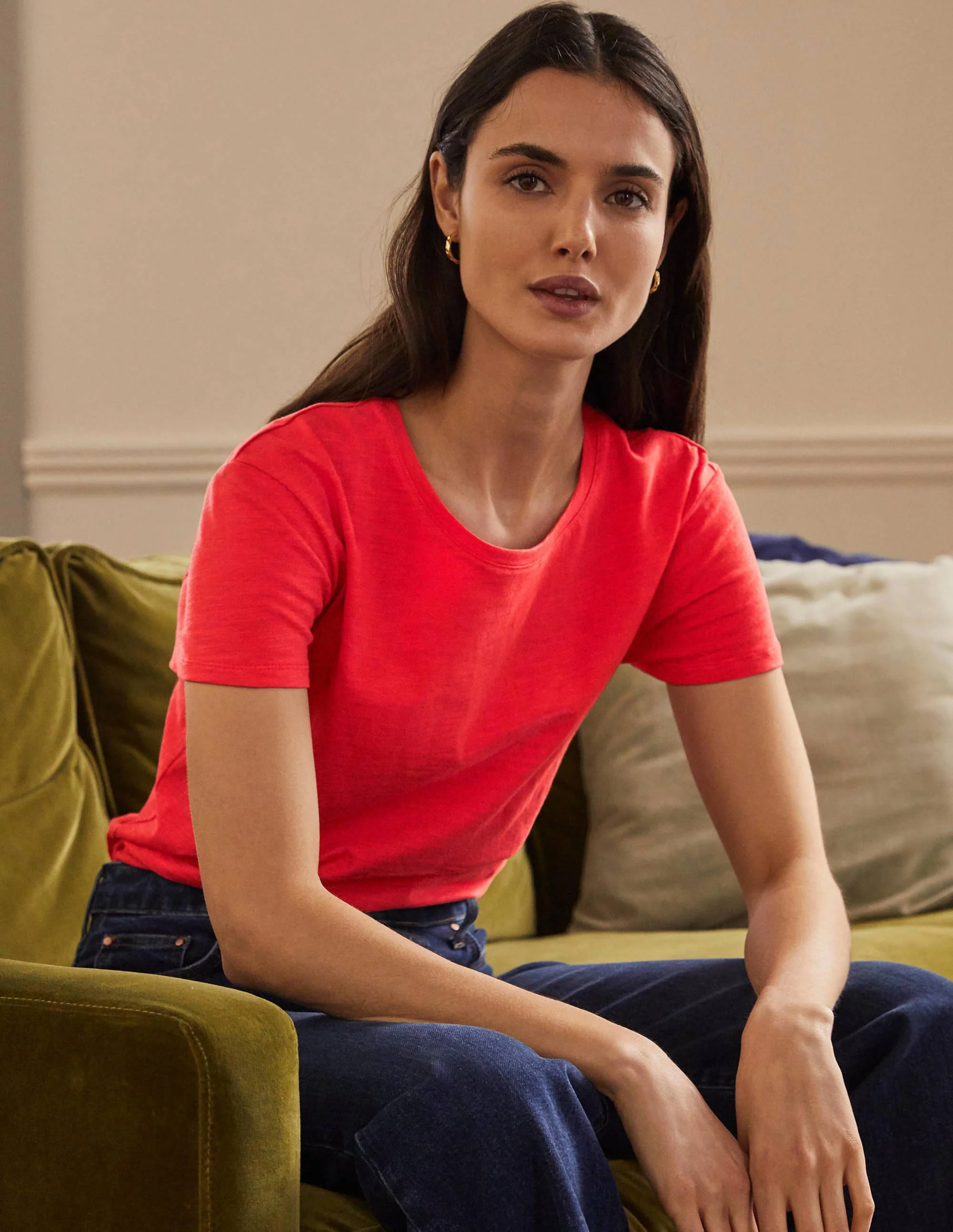 The Cotton Boyfriend Tee-Cherry Red