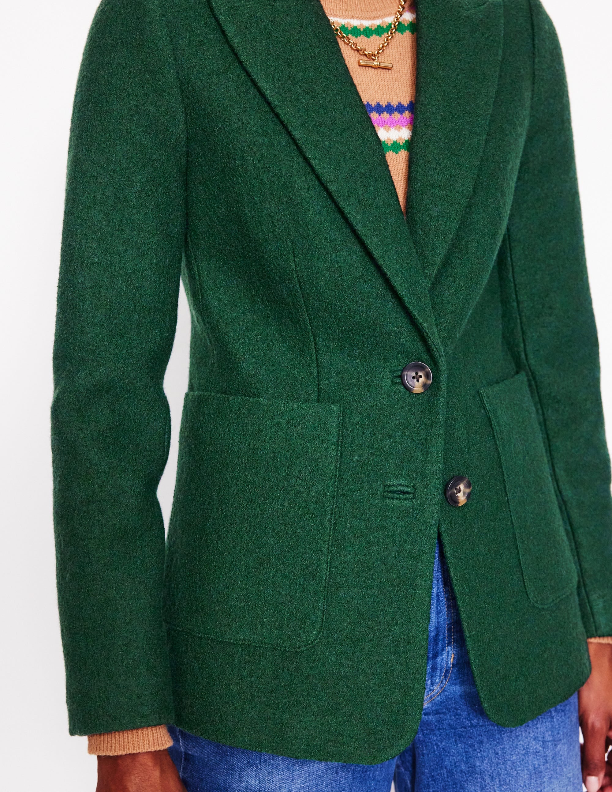 The Marylebone Textured Blazer-Dark Green - Image 2