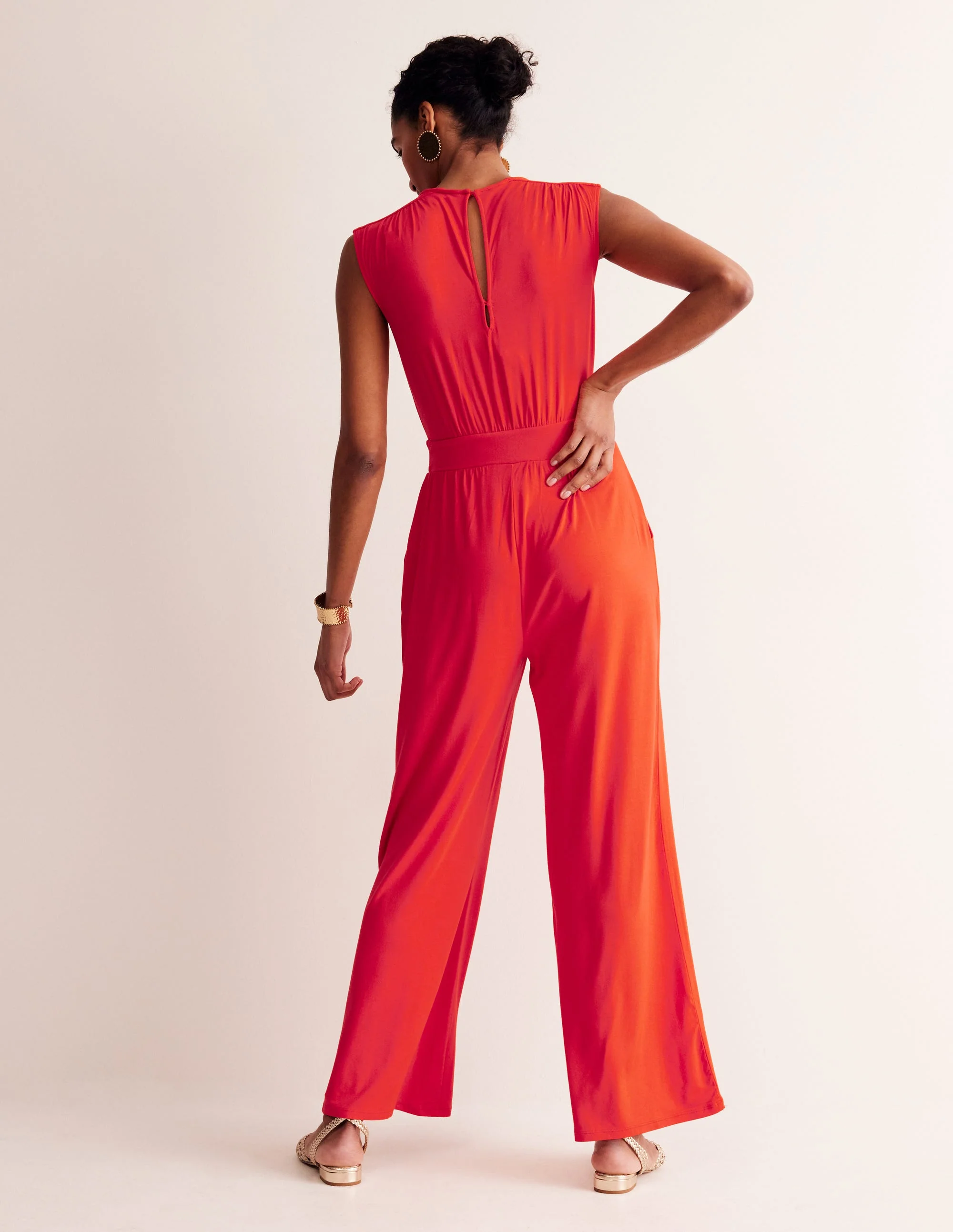 Thea Jersey Jumpsuit-Flame Scarlet - Image 3