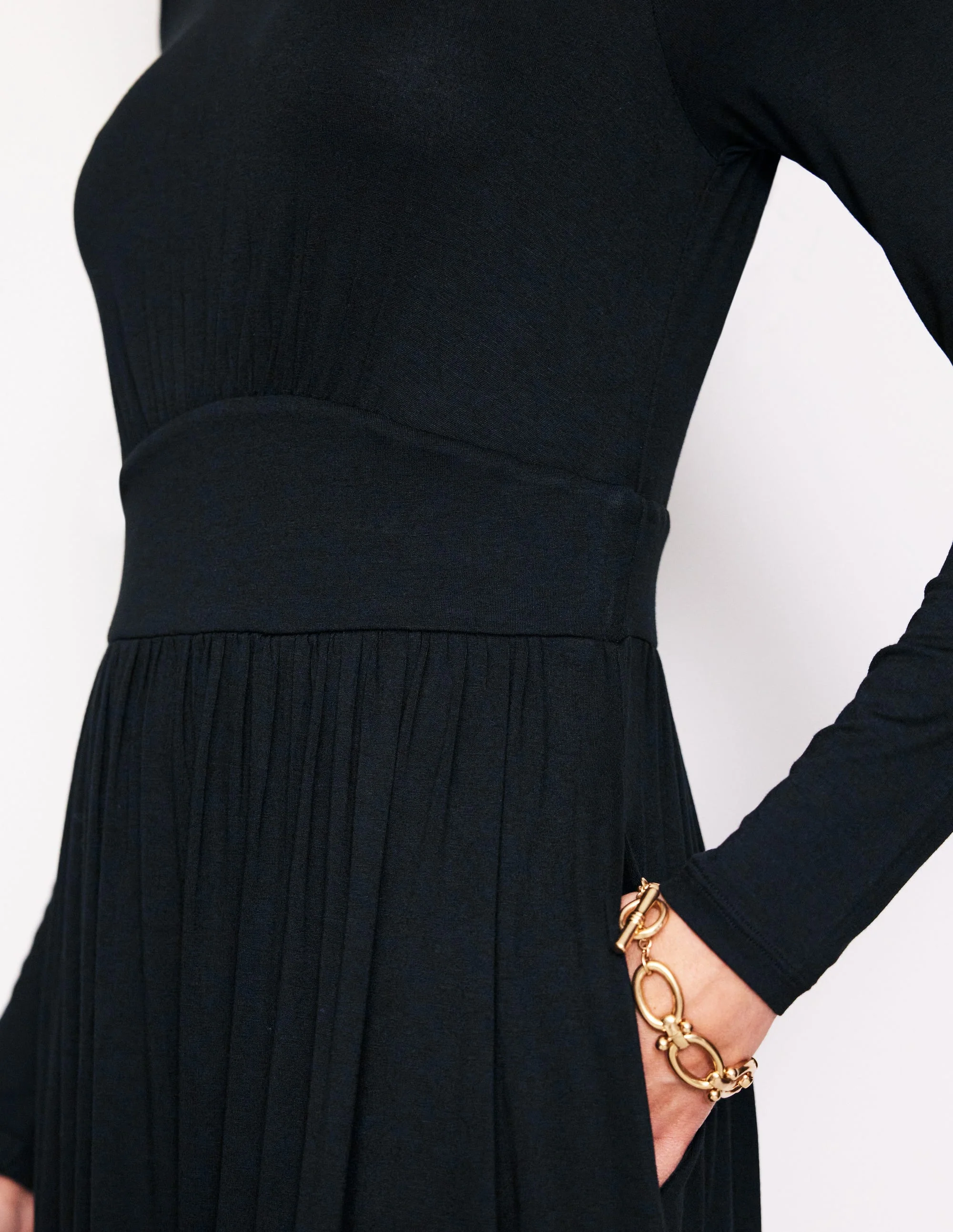 Thea Long Sleeve Jersey Dress-Black - Image 2