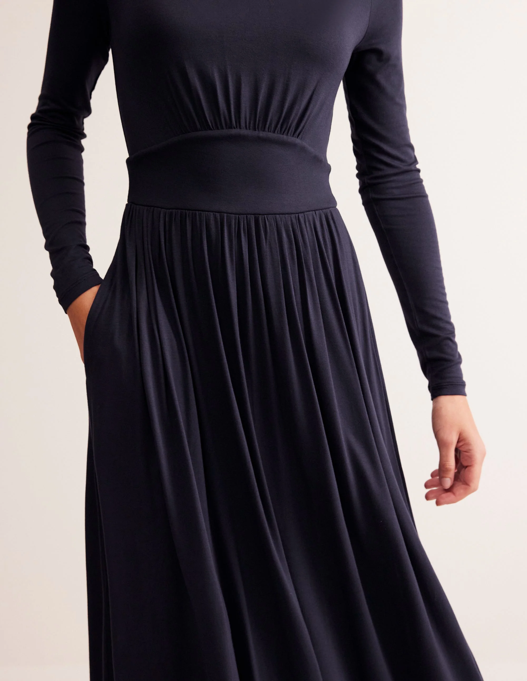 Thea Long Sleeve Jersey Dress-Navy - Image 2